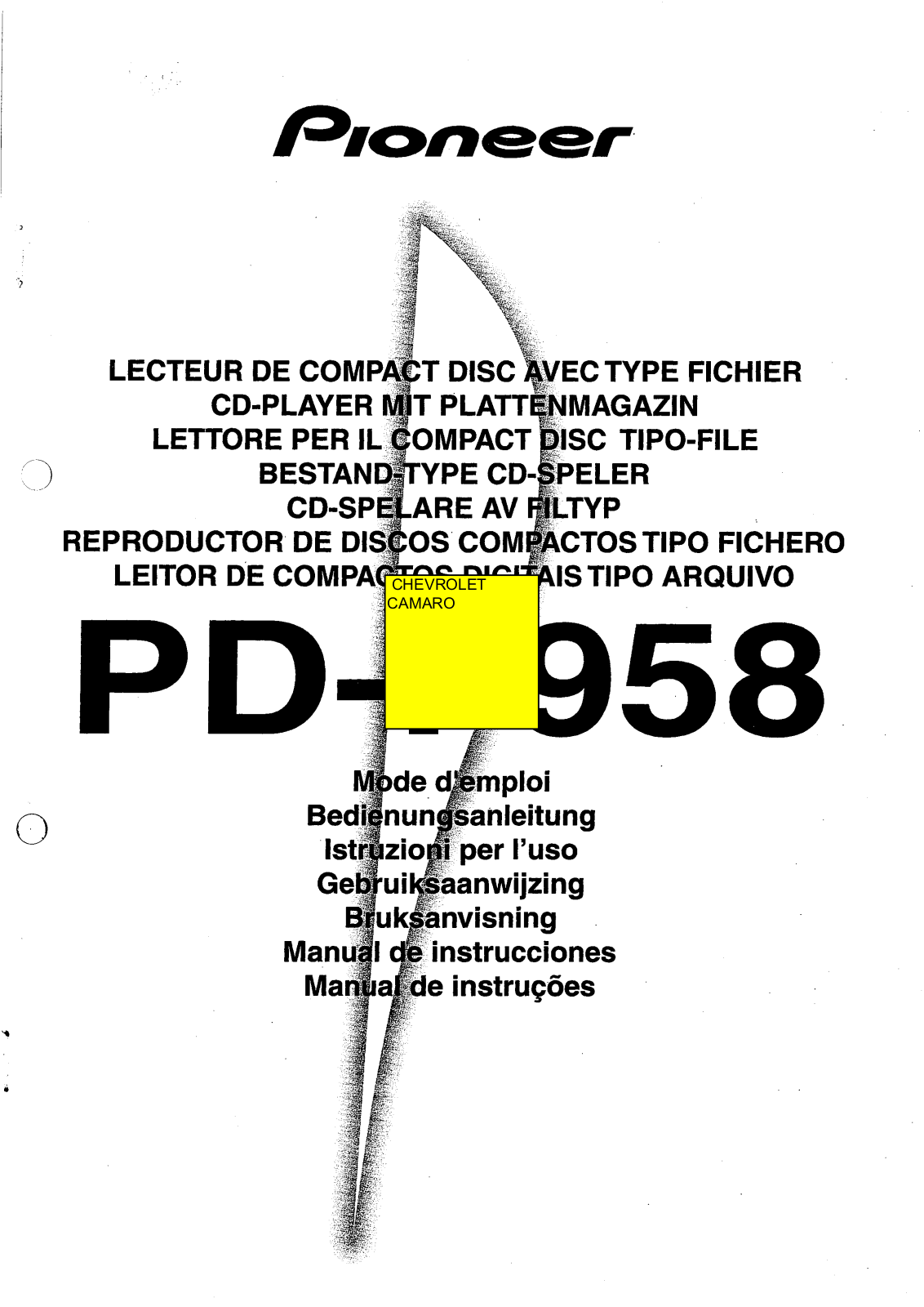 PIONEER PD-F958 User Manual