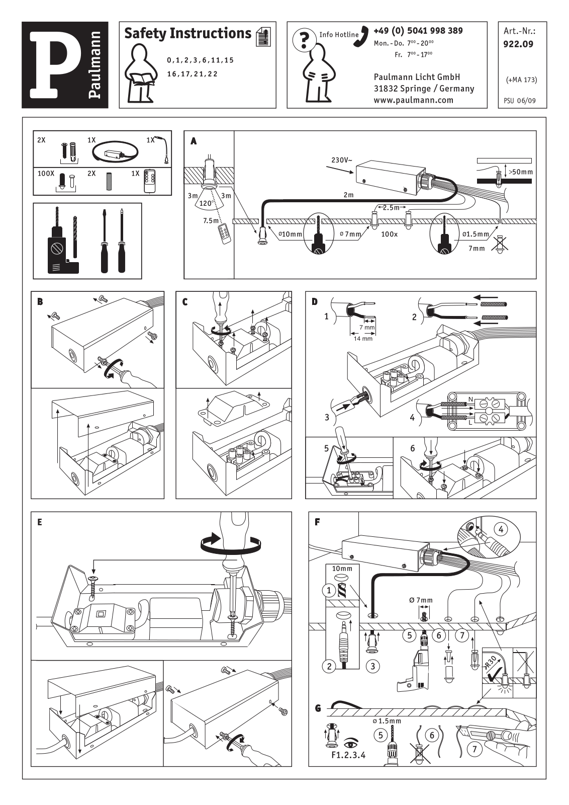 Paulmann 922.09 Safety instructions - ManualMachine.com