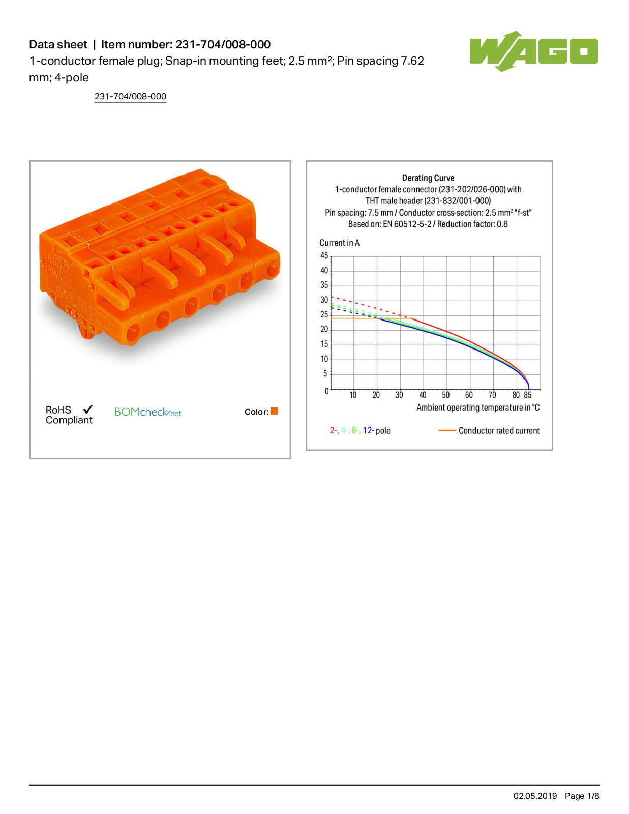 Wago 231-704/008-000 Data Sheet