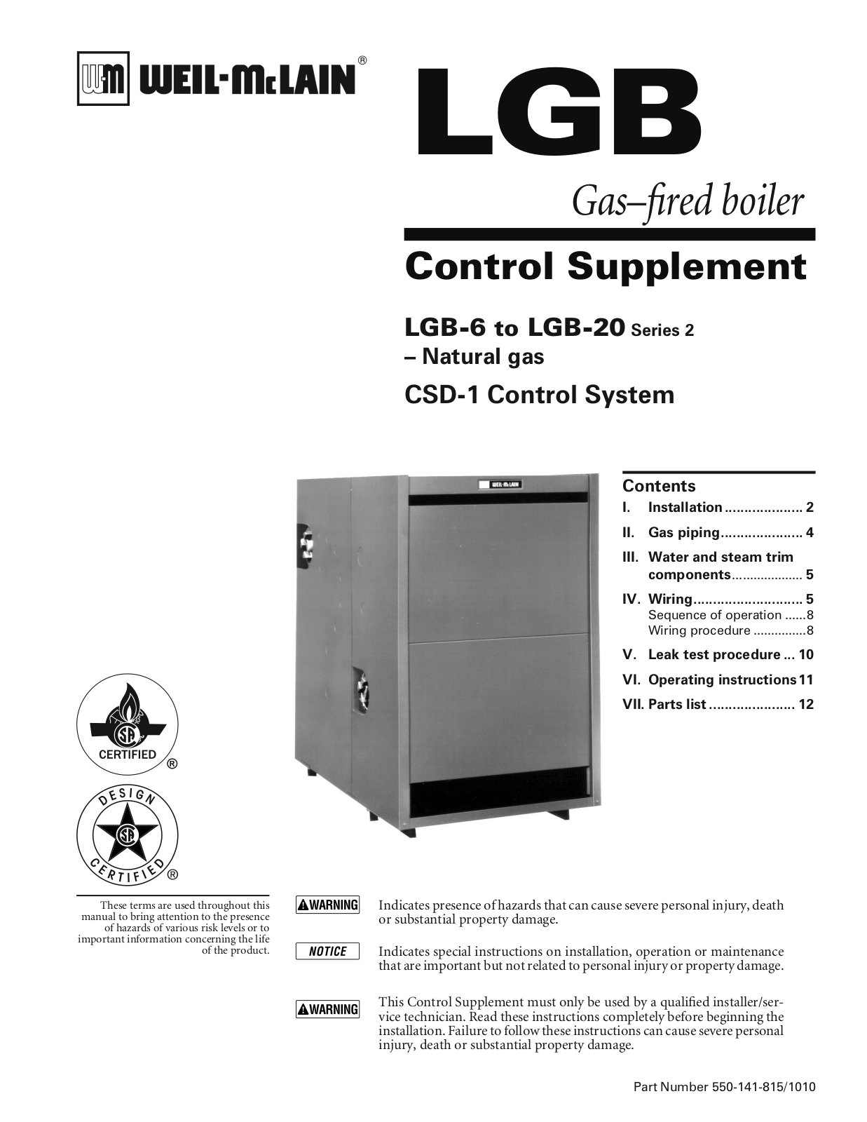 Weil-McLain LGB-20 User Manual