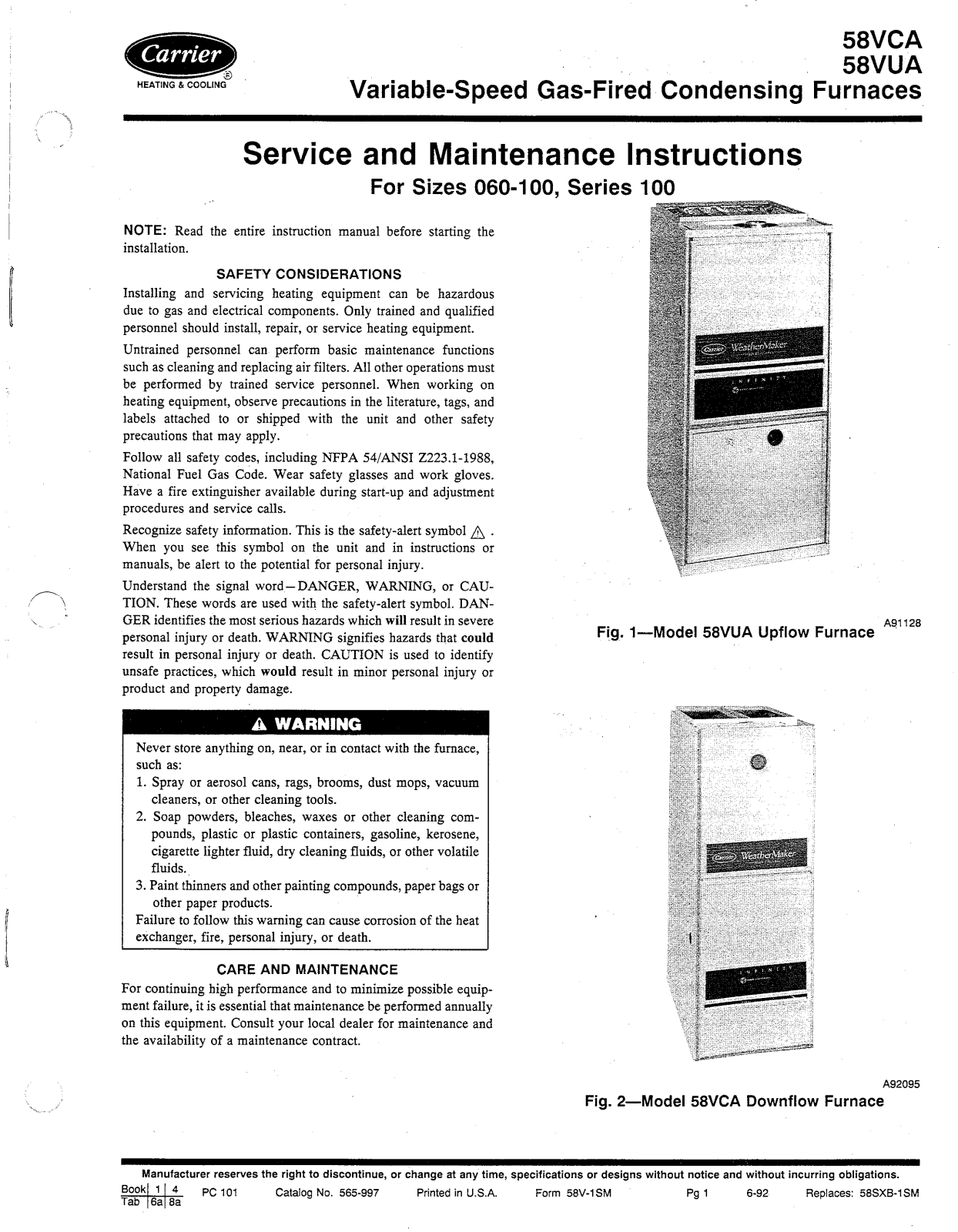 Carrier 58VUA User Manual