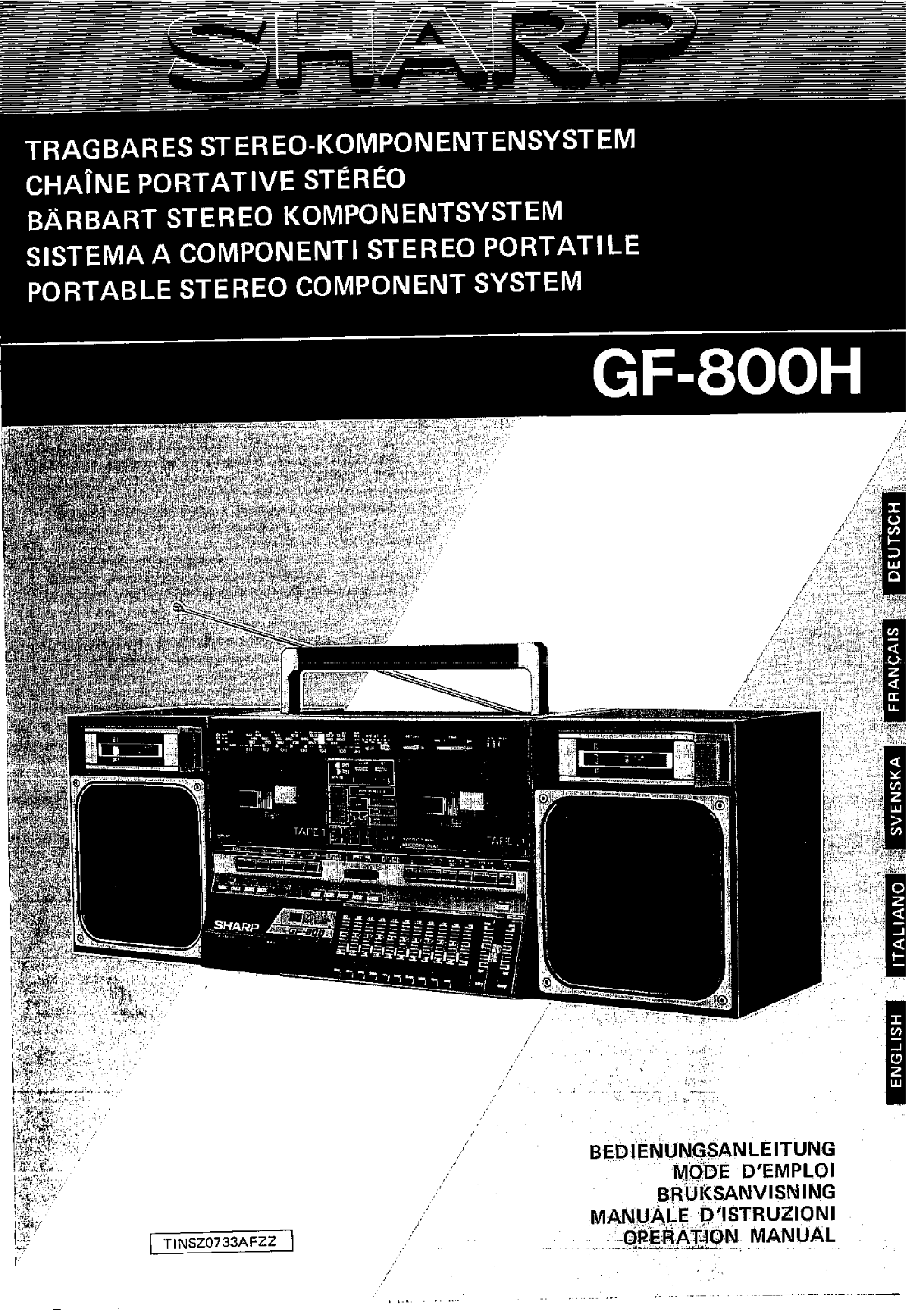 Sharp GF-800-H Service manual
