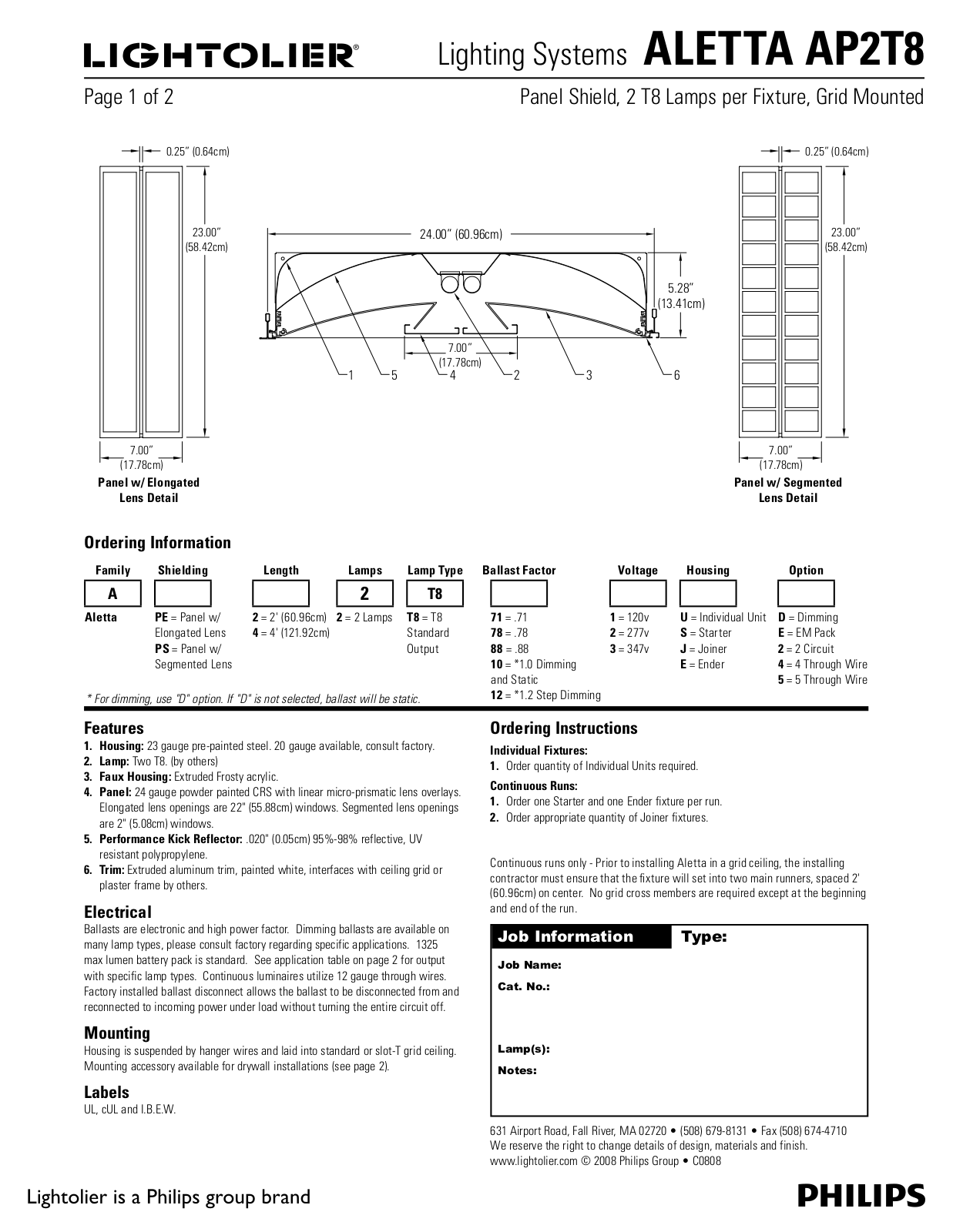 Lightolier AP2T8 User Manual