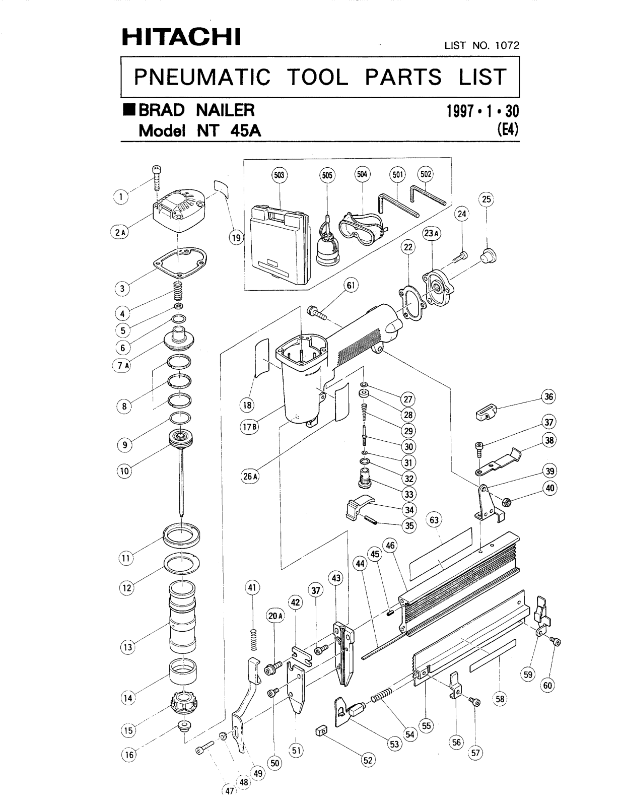 Hitachi NT45A PARTS LIST