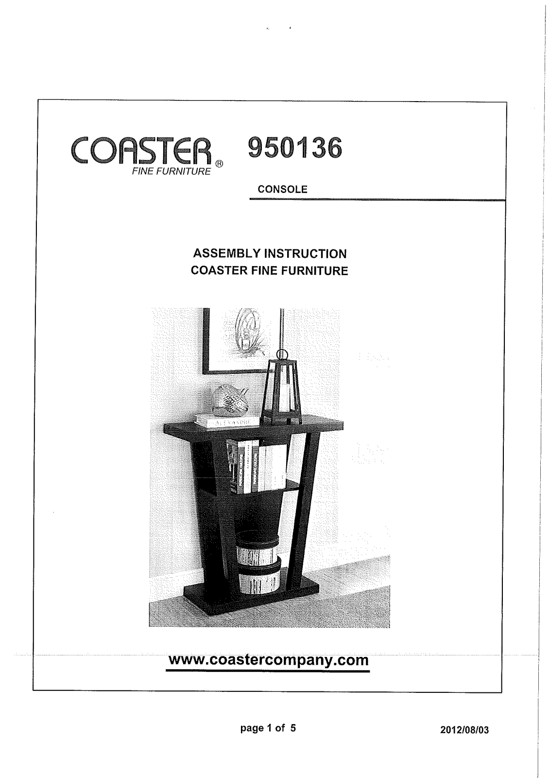 Coaster 950136 Assembly Guide