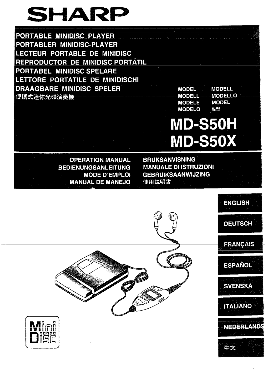 Sharp MD-S50X, MD-S50H Operation Manual