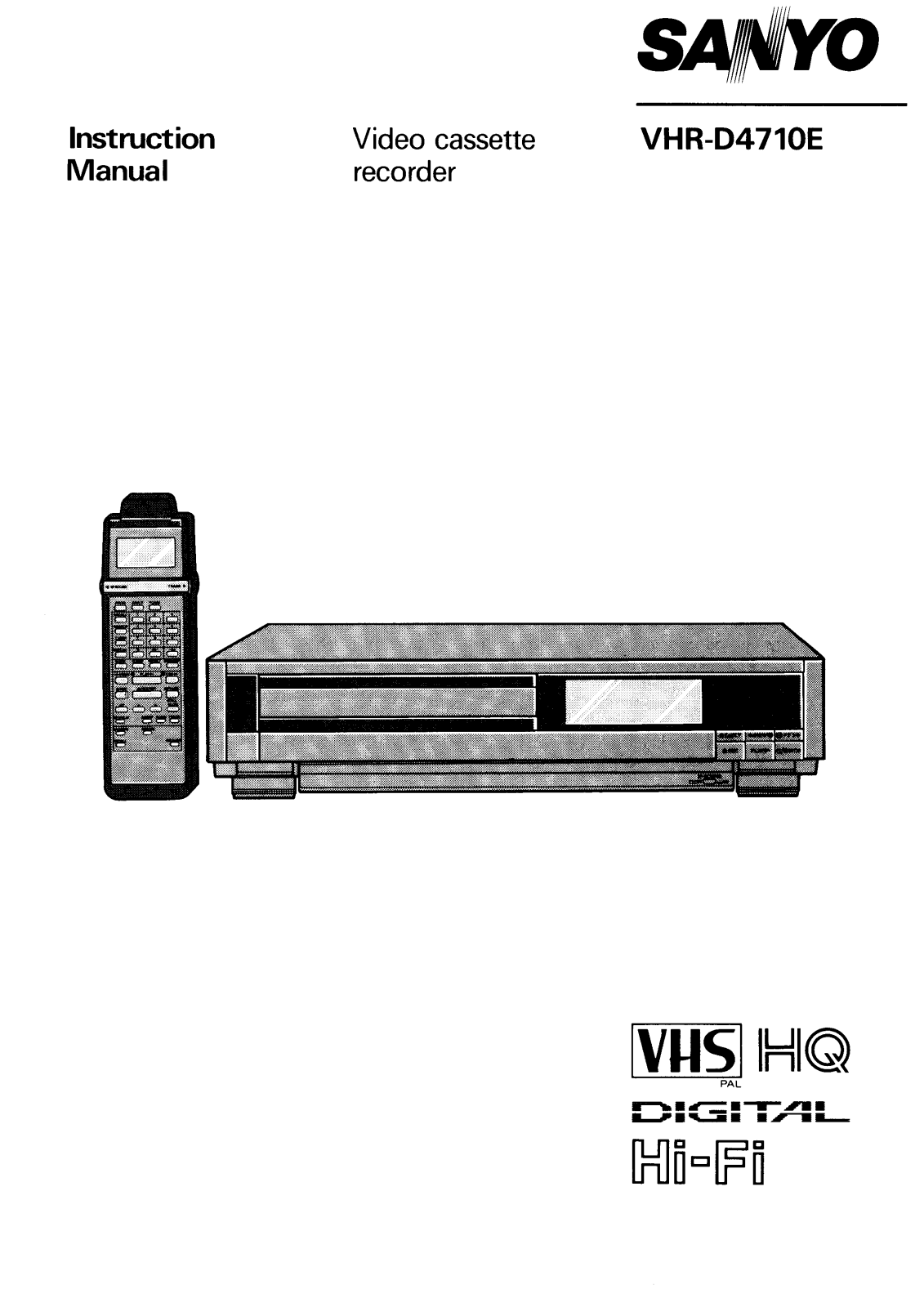 Sanyo VHR-D4710E Instruction Manual