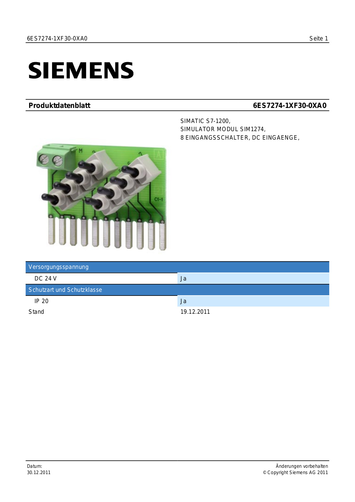 SIEMENS SIM 1274 8E Datasheet - ManualMachine.com