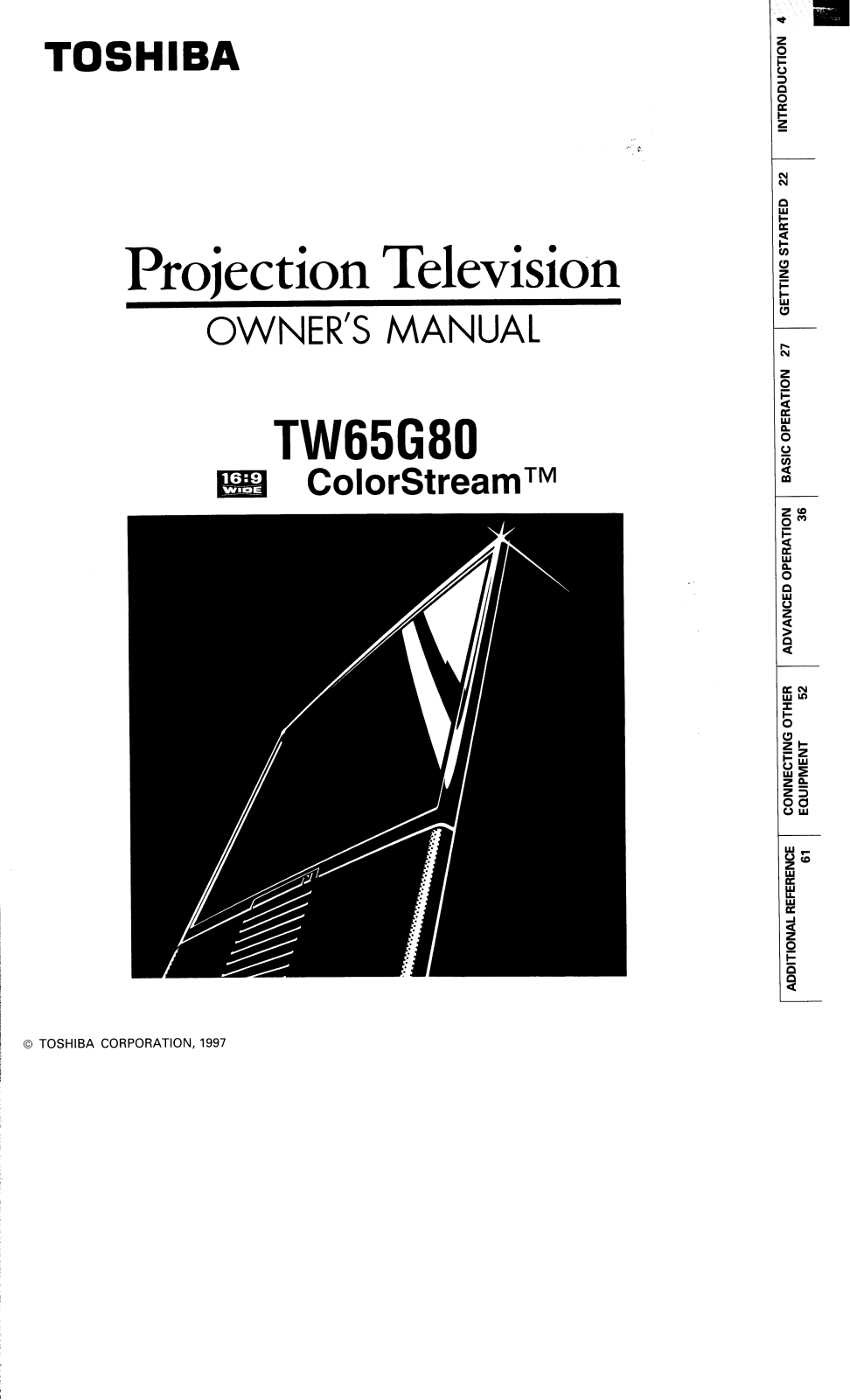 Toshiba ColorStream TW65G80 Owner's Manual