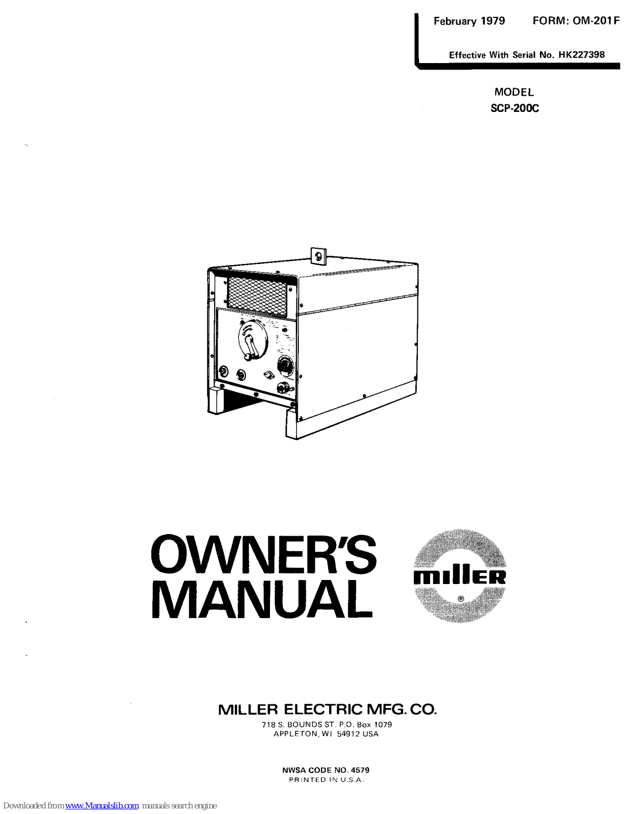 Miller Electric SCP-200C Owner's Manual