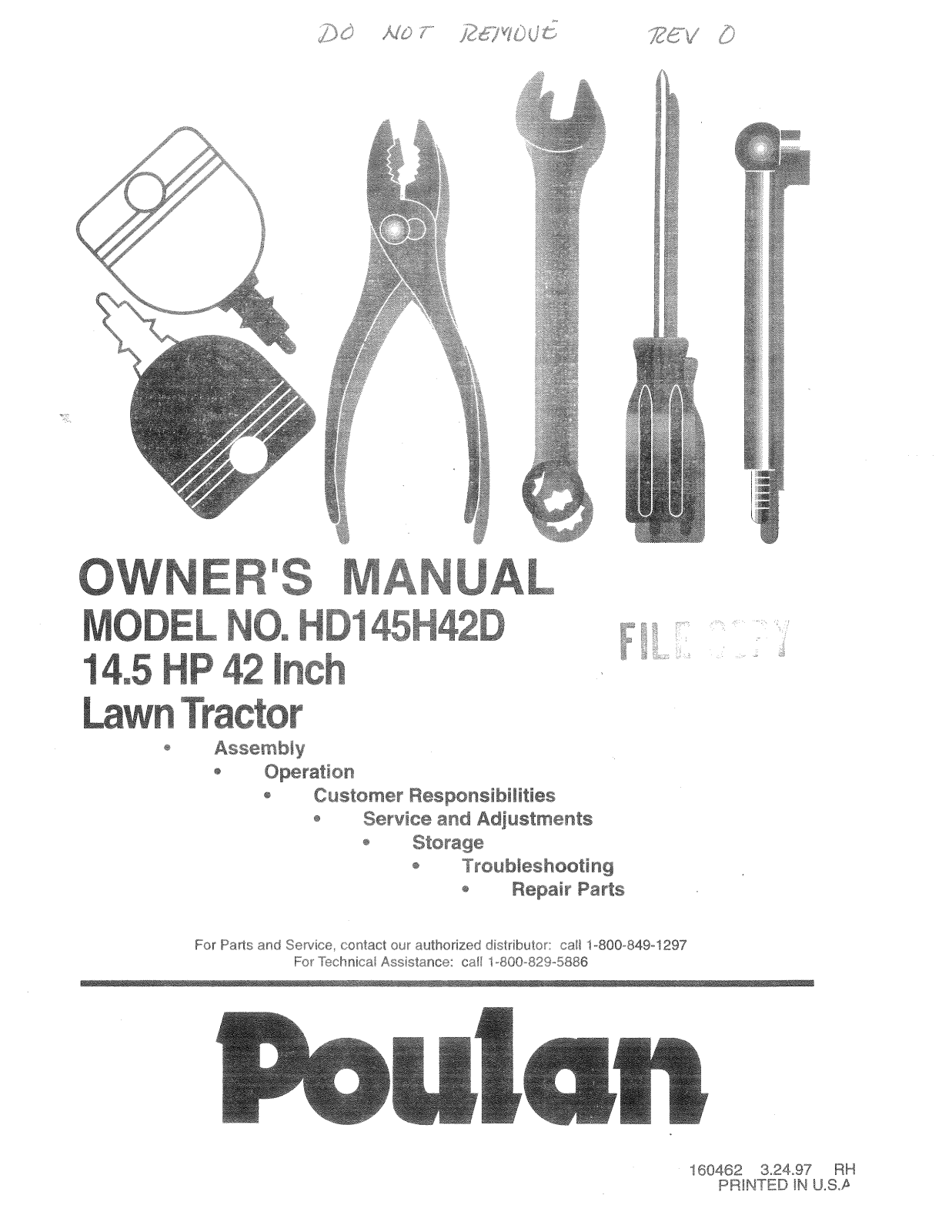 Poulan 160462 User Manual