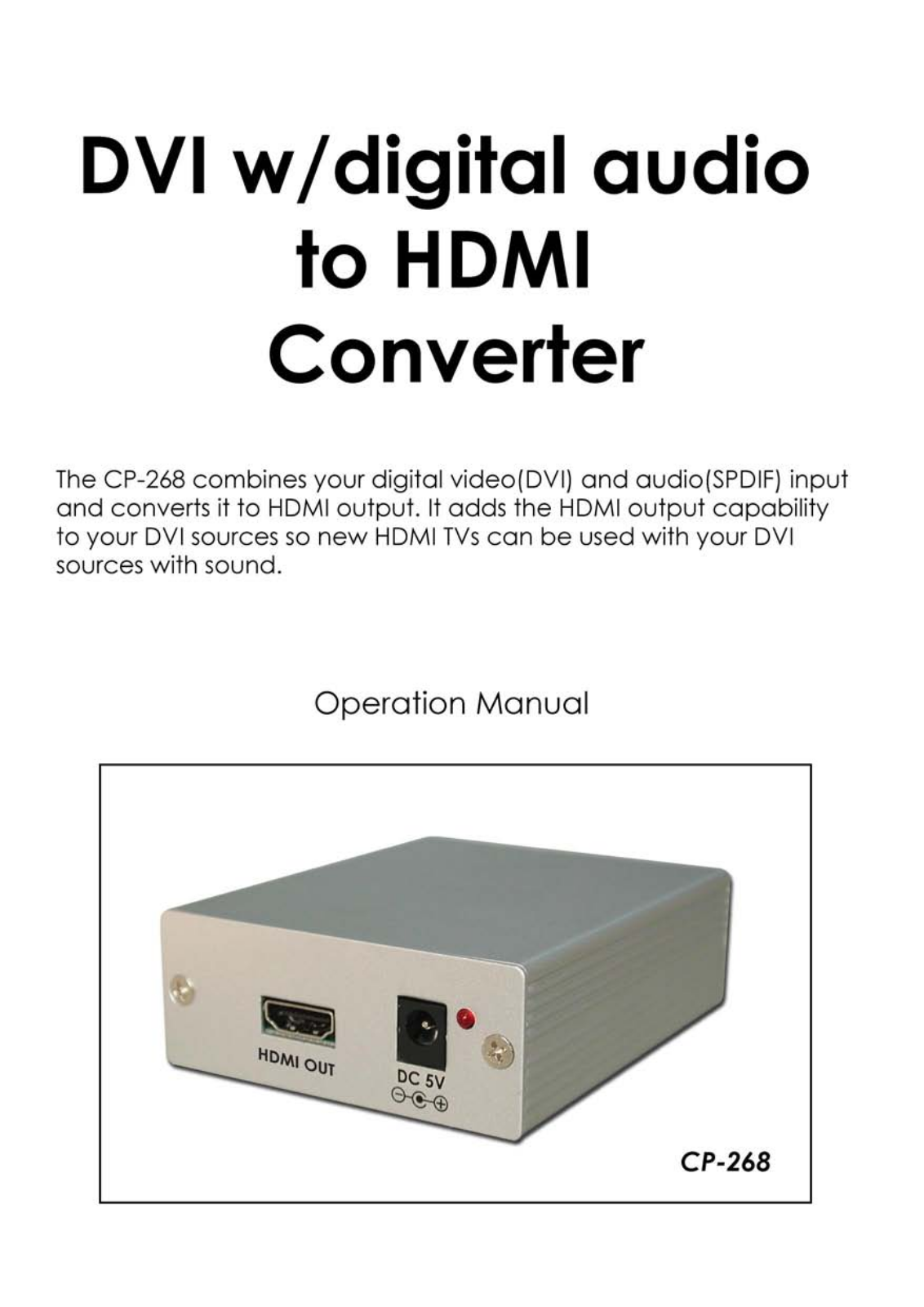 Video Products DVI-HDMI-CNVTR User Manual