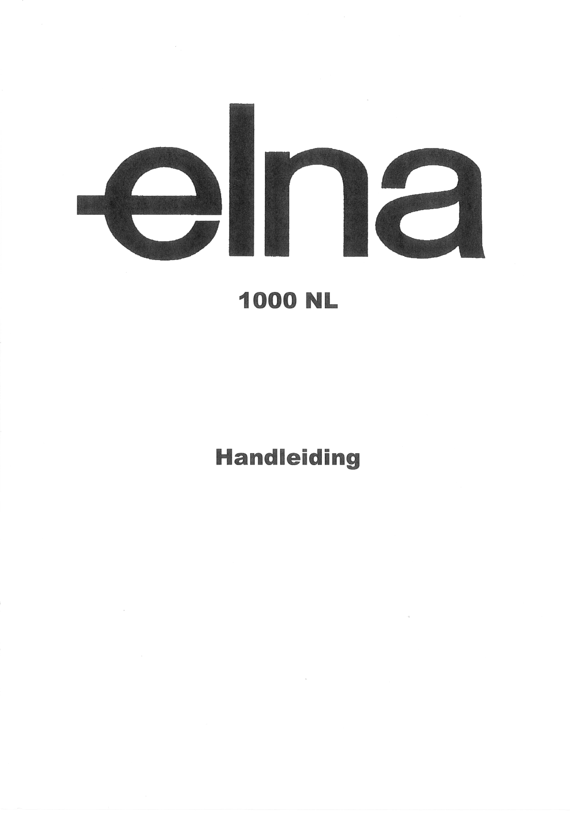 Elna 1000 User Manual