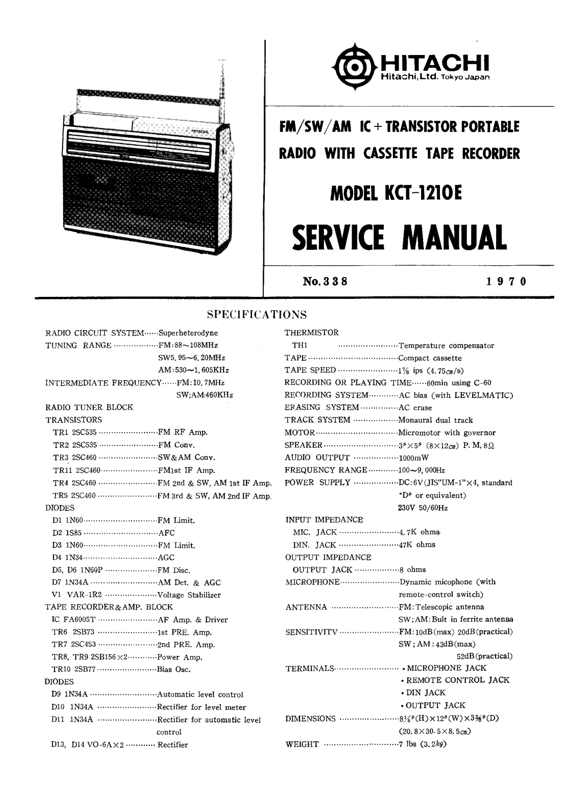 Hitachi KCT-1210-E Service Manual