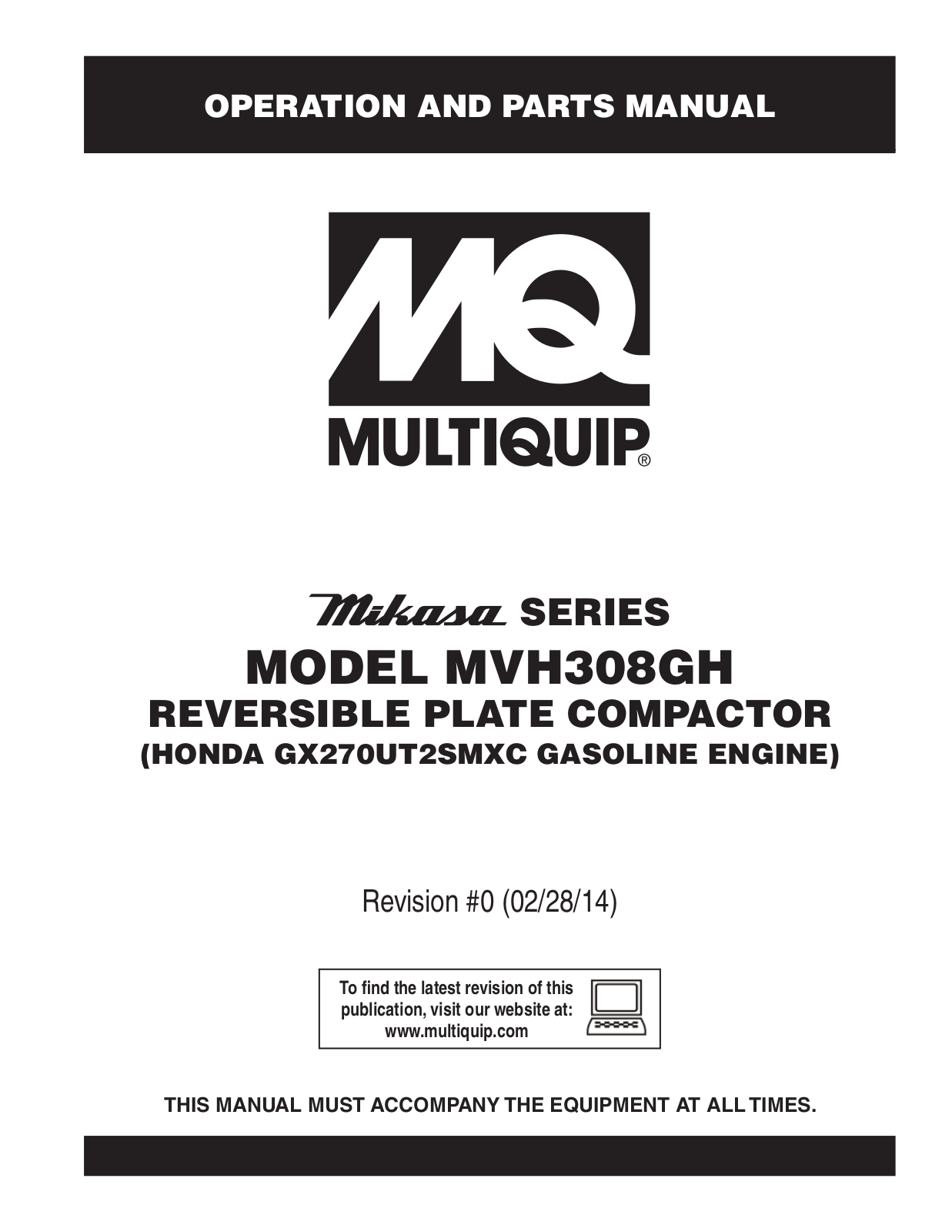 Multiquip MVH308GH User Manual