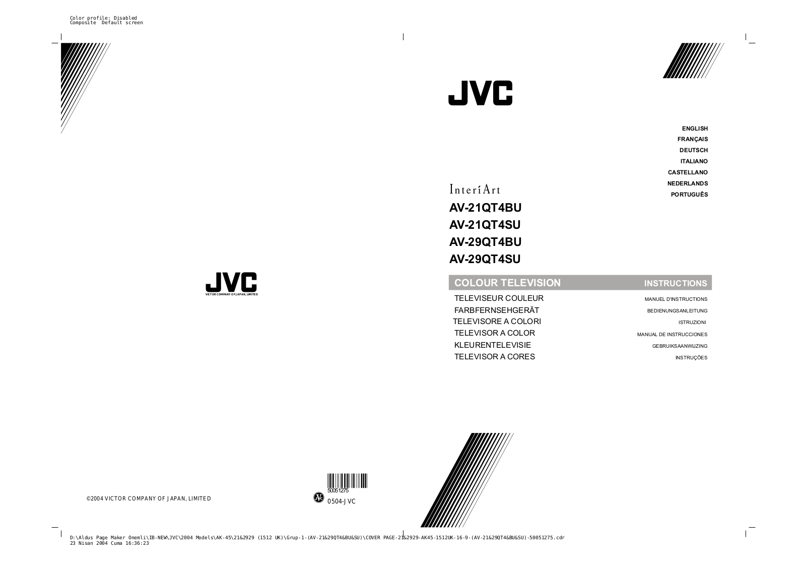 Jvc AV-21QT4BU, AV-21QT4SU, AV-29QT4BU, AV-29QT4SU User Manual