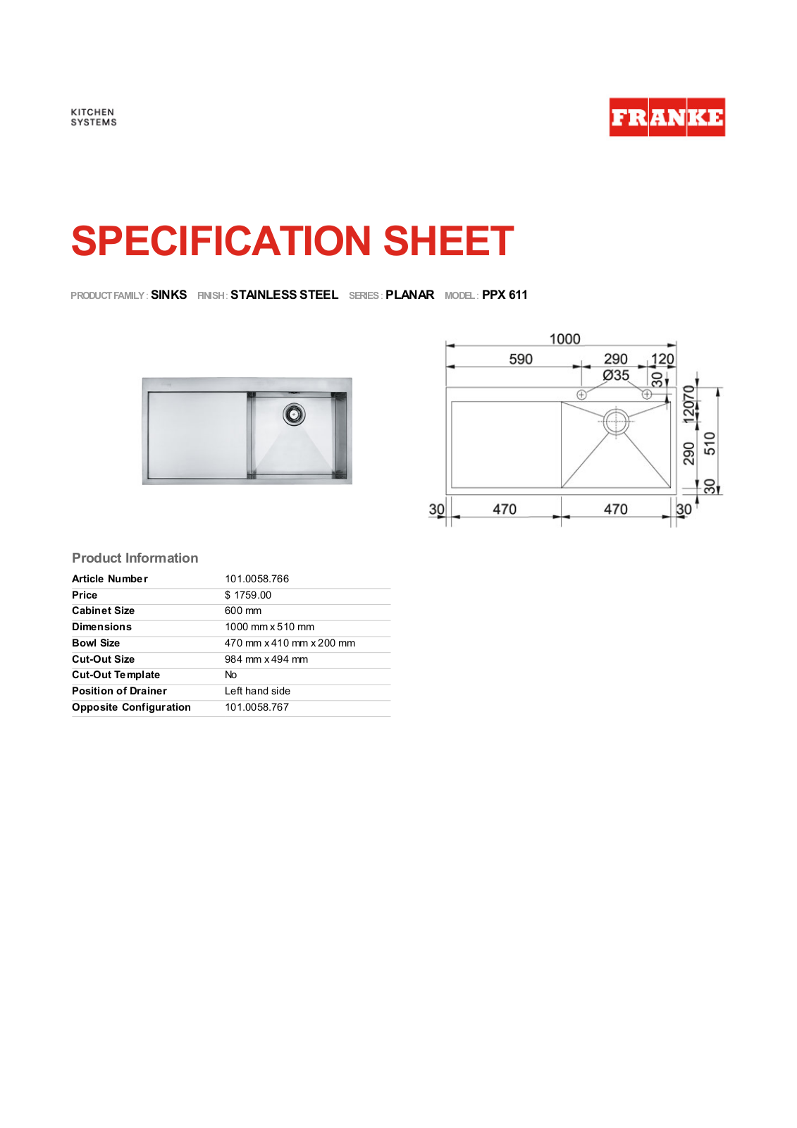 Franke Foodservice PPX 611 User Manual