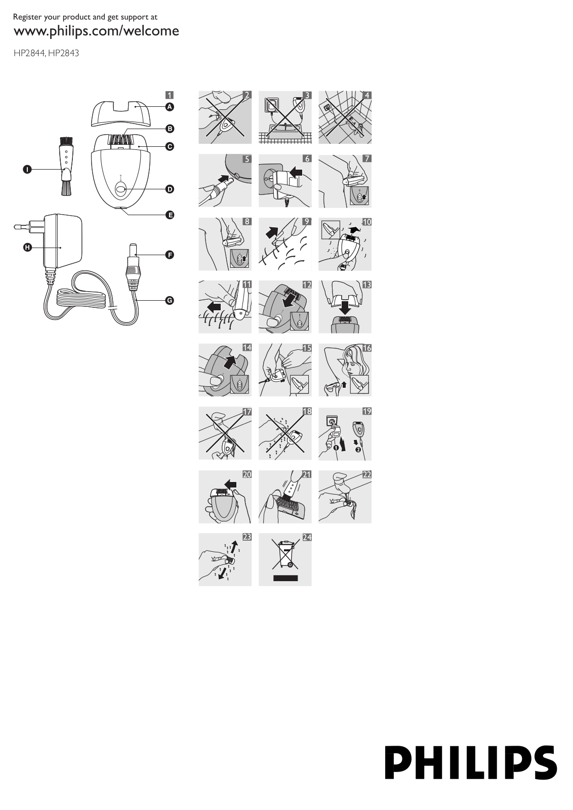 Philips HP2844, HP2843 User Manual