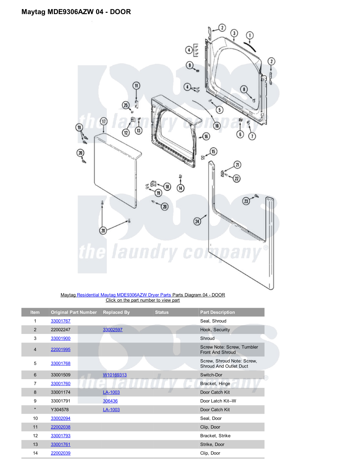 Maytag MDE9306AZW Parts Diagram