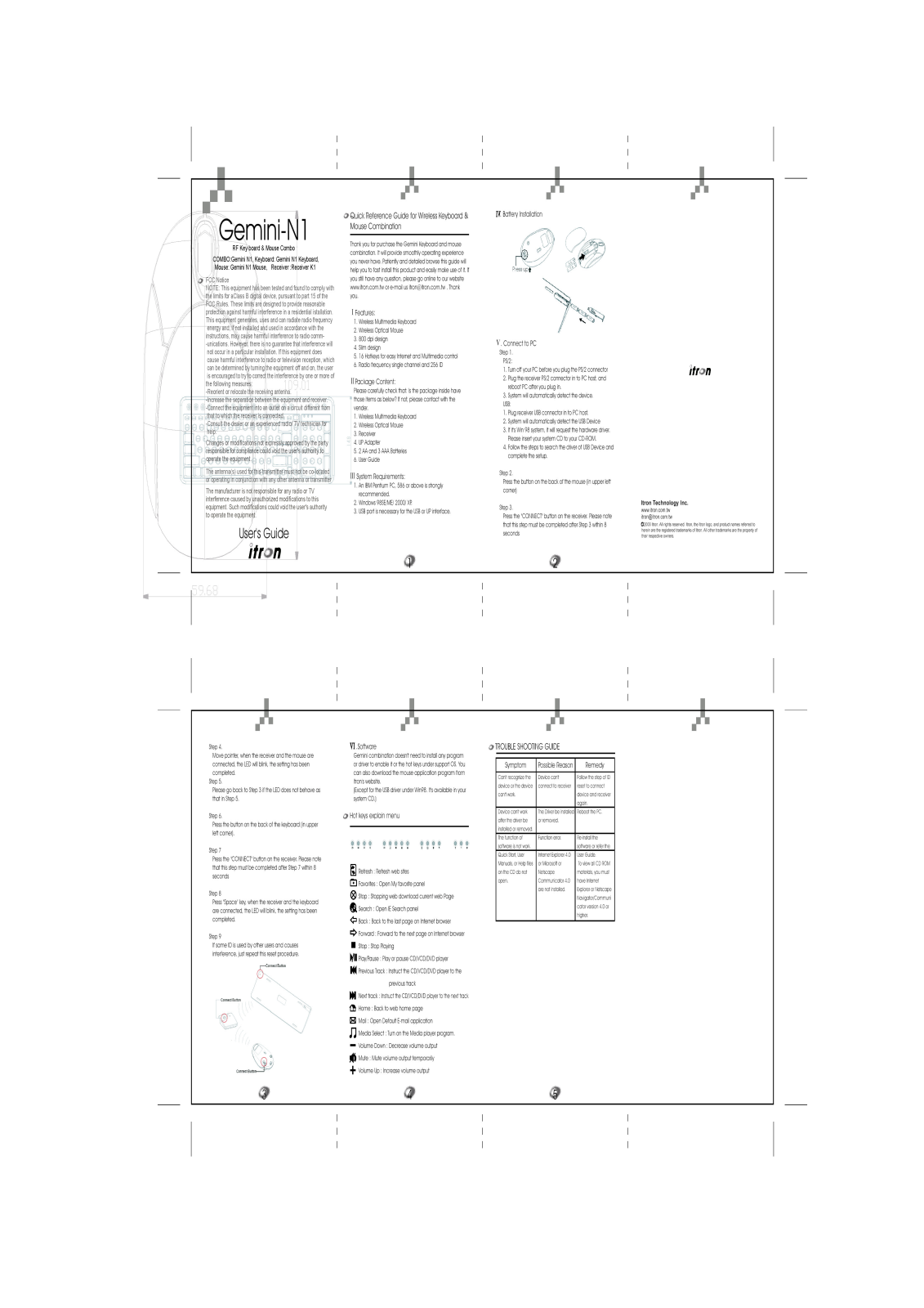 Ione RFCOMBOSCN1UP Users Manual