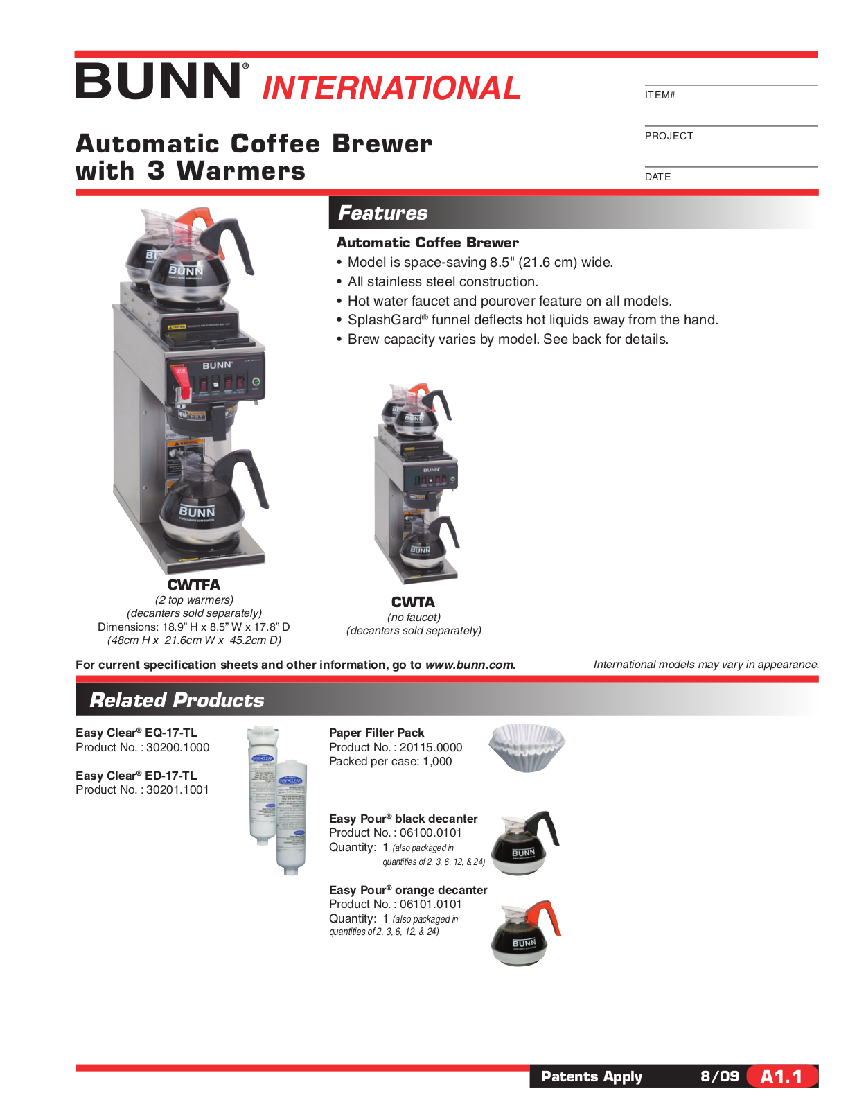 Bunn-O-Matic CWTA General Manual