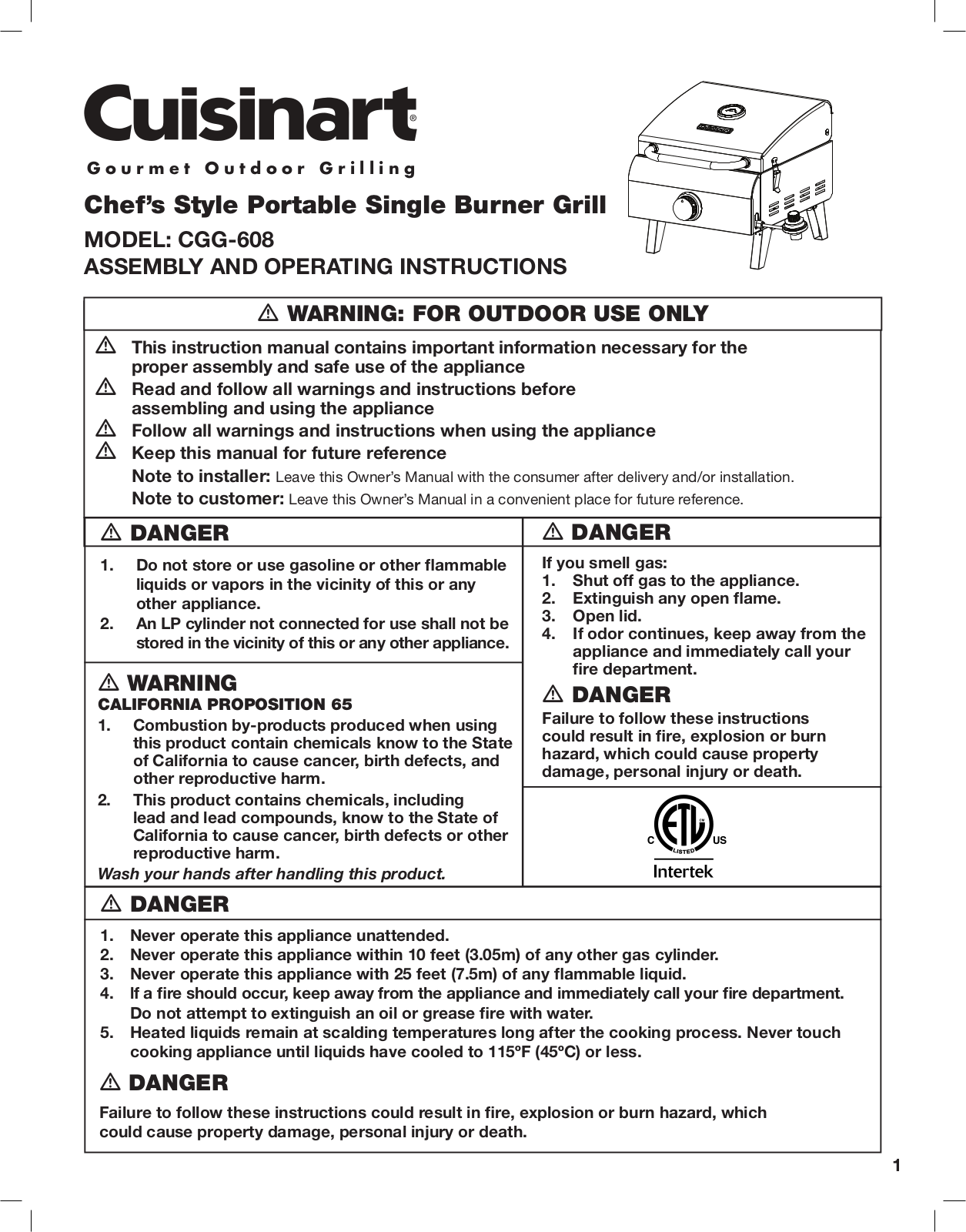 Cuisinart CGG-608 Assembly Instructions - ManualMachine.com