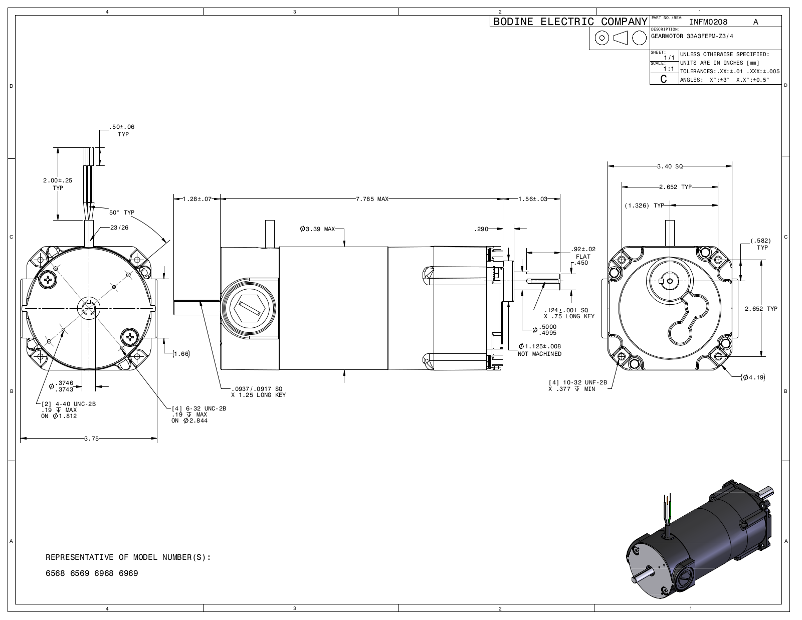 Bodine 6568, 6569, 6968, 6969 Reference Drawing