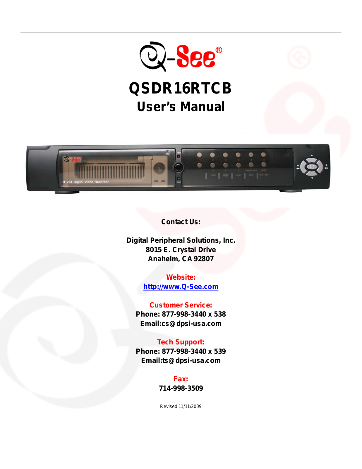 Q-See QSDR16RTCB Technical Manual