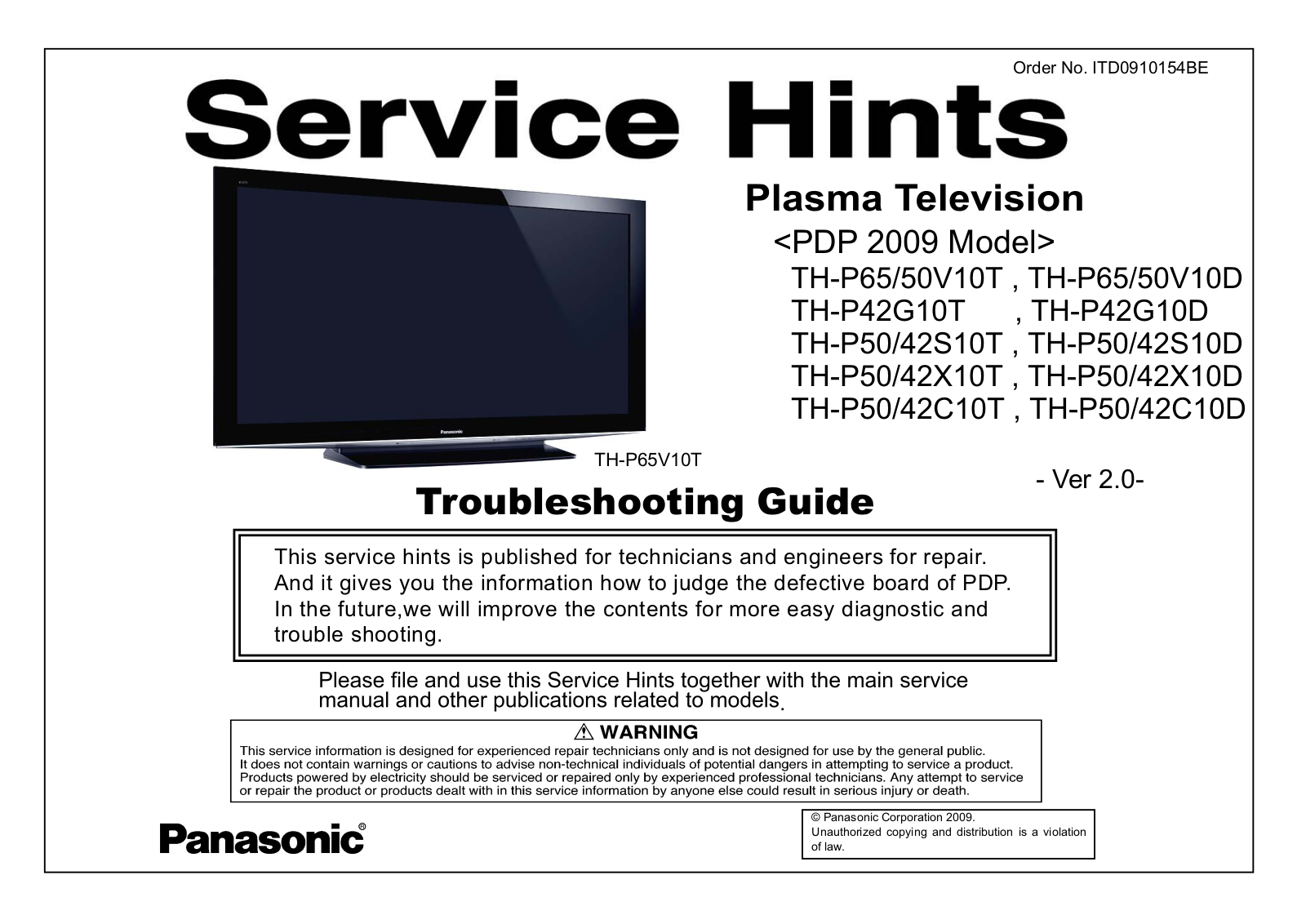 Panasonic TH-P50X10D Schematic - ManualMachine.com