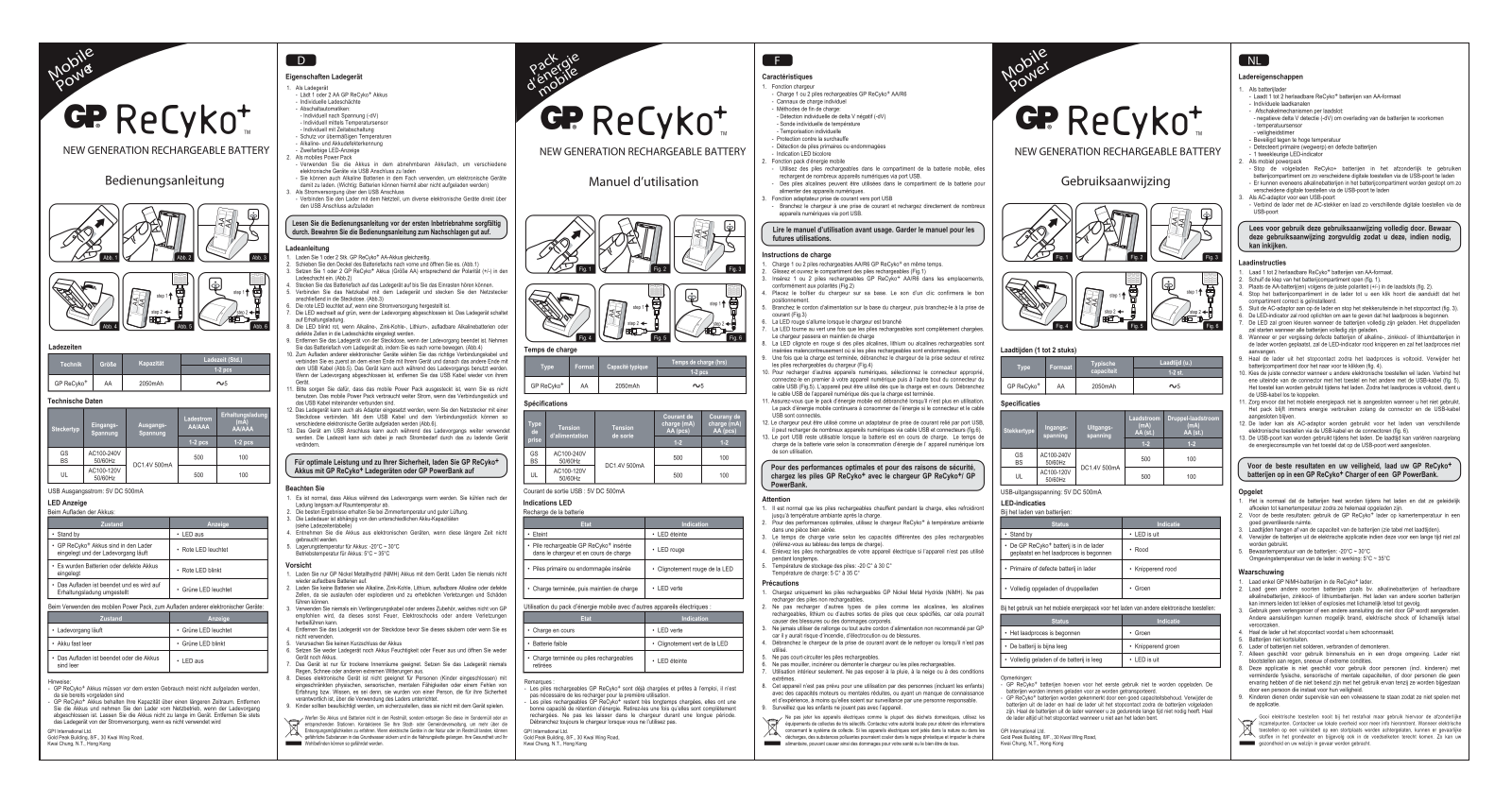 GP Batteries ReCyco User guide