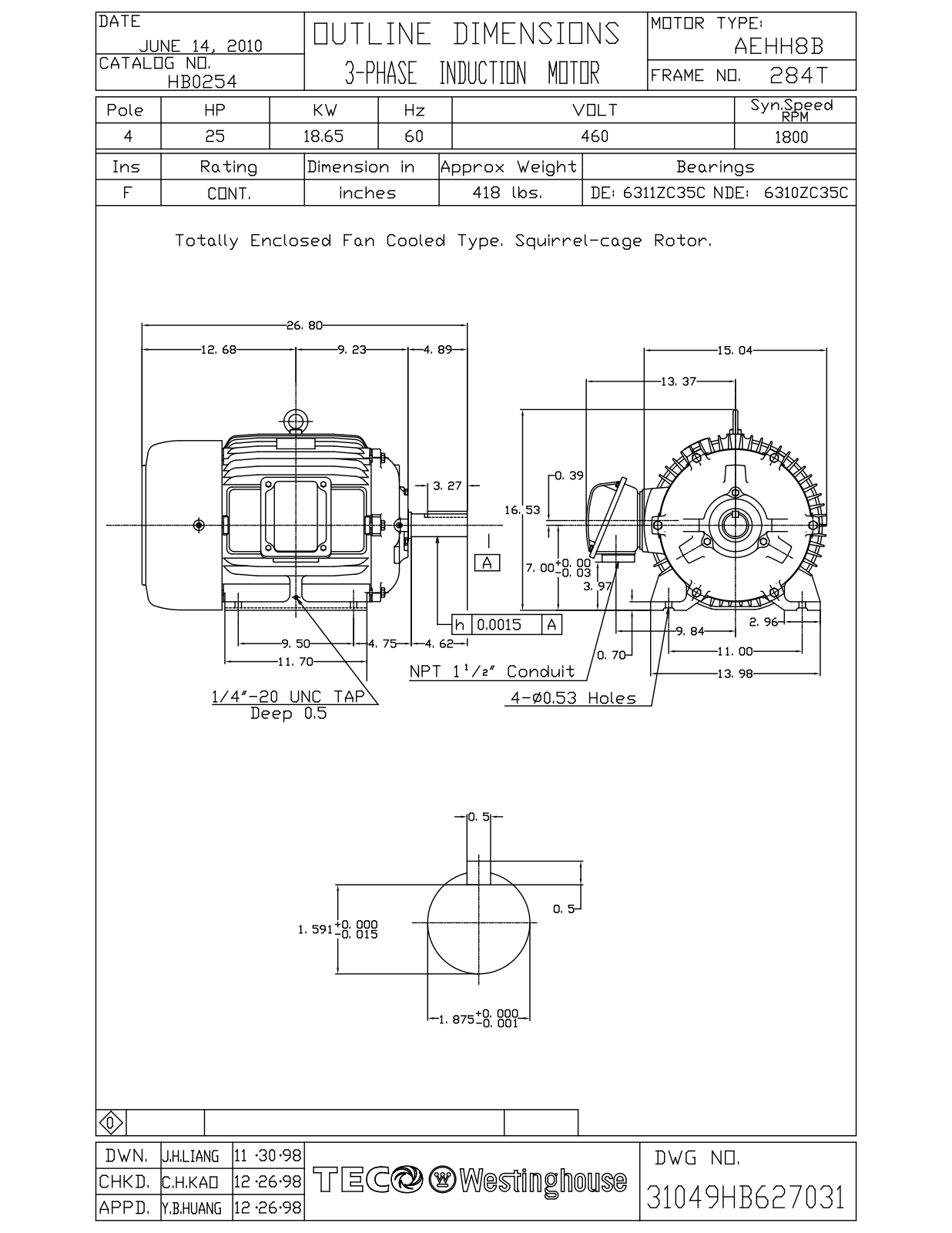 Teco HB0254 Reference Drawing