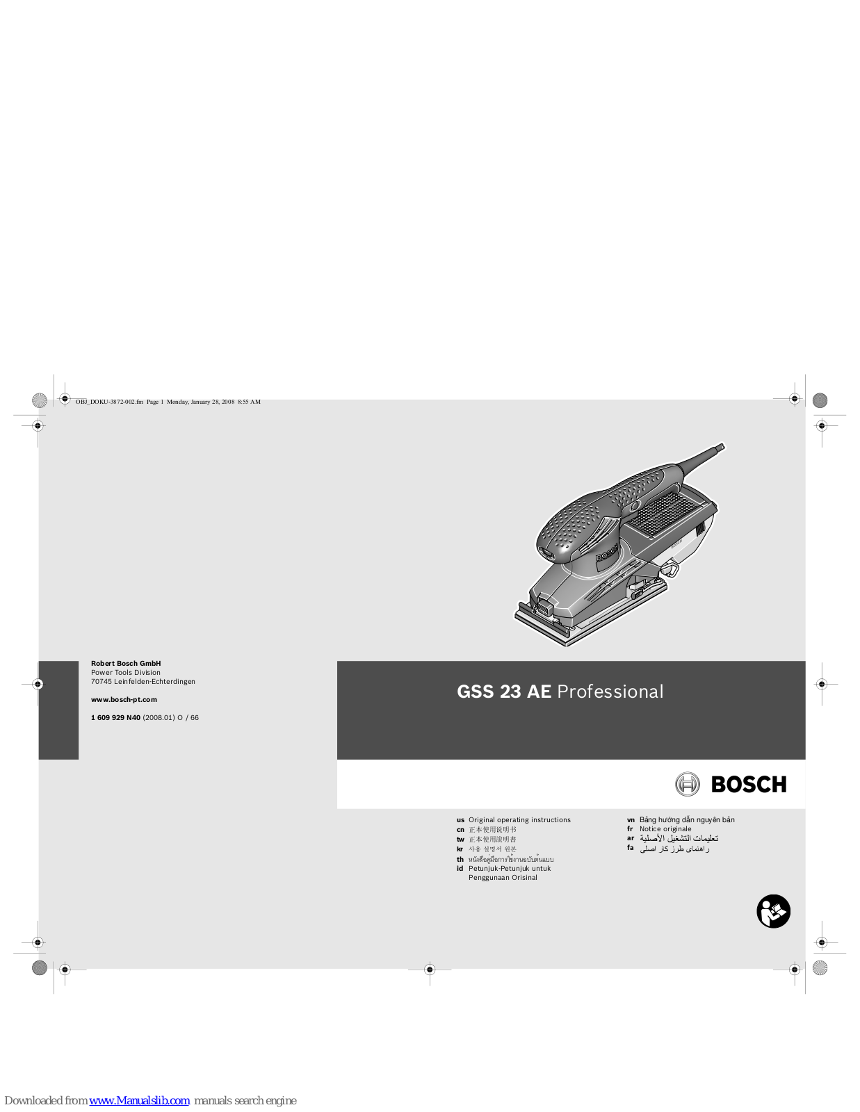 Bosch GSS 23 AE Professional Original Operating Instructions