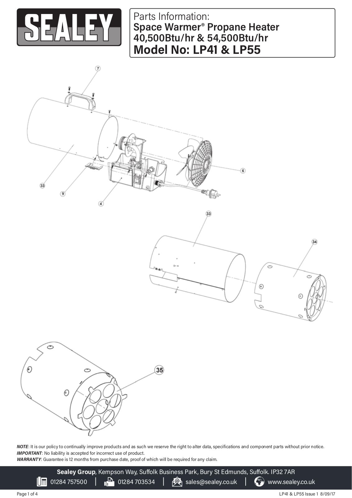 Sealey LP41, LP55 Parts Listing - ManualMachine.com