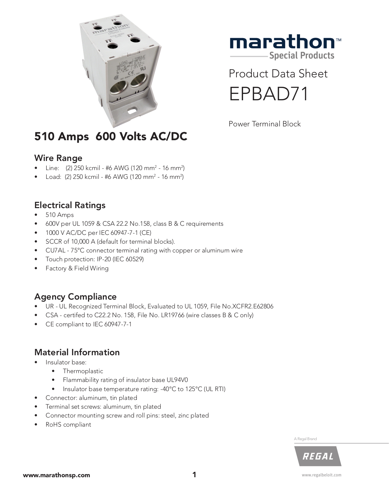 Marathon Special Products EPBAD71 Data Sheet