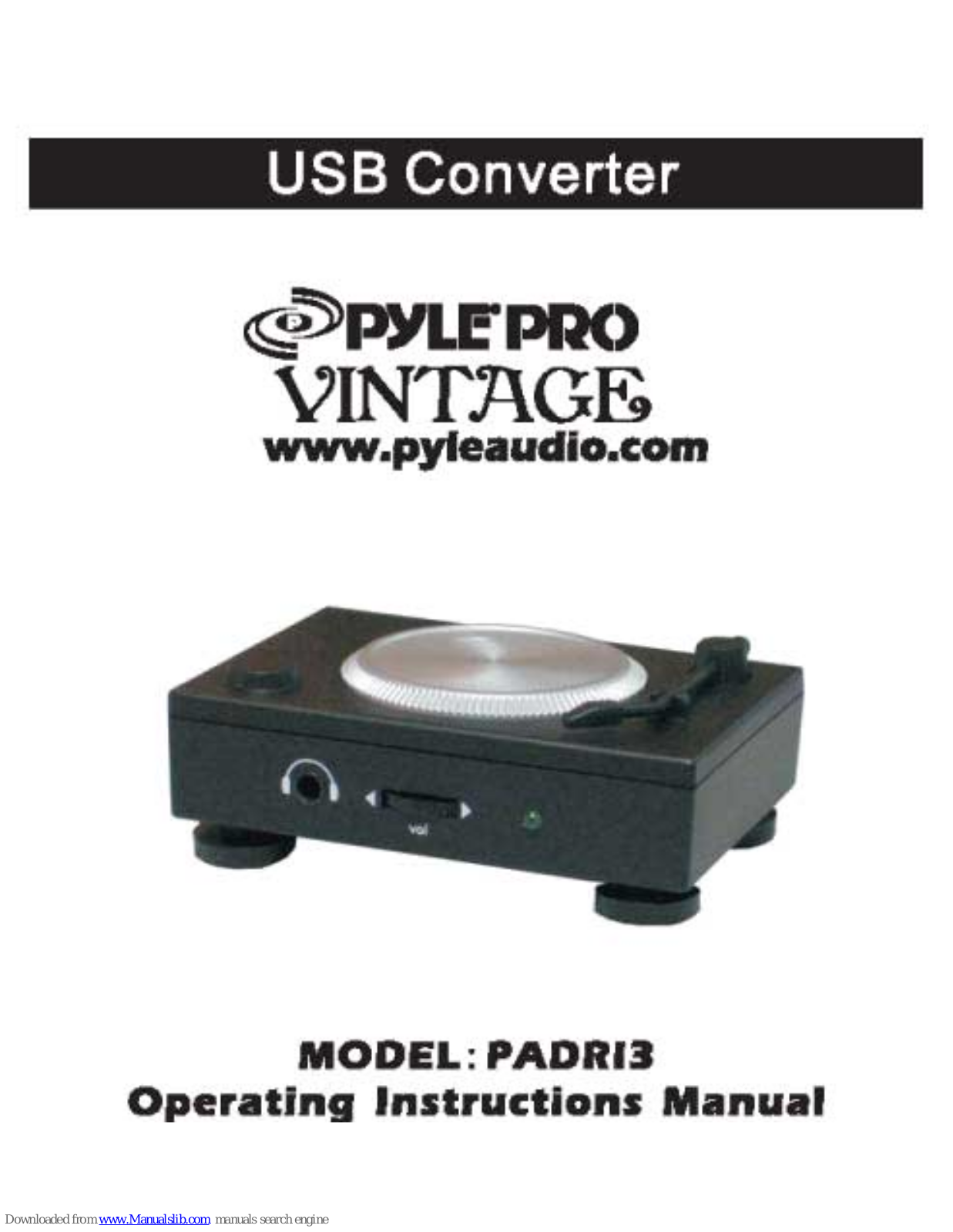 Pyle Pro PADRI3 Operating Instructions Manual - ManualMachine.com