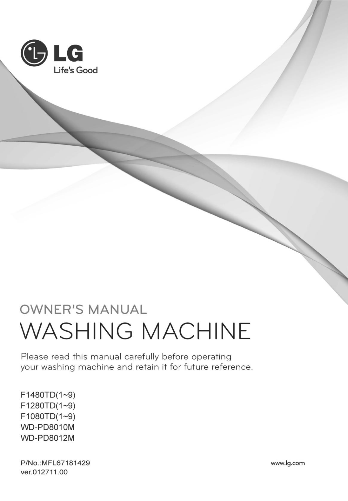 LG WD-PD8012M Owner’s Manual