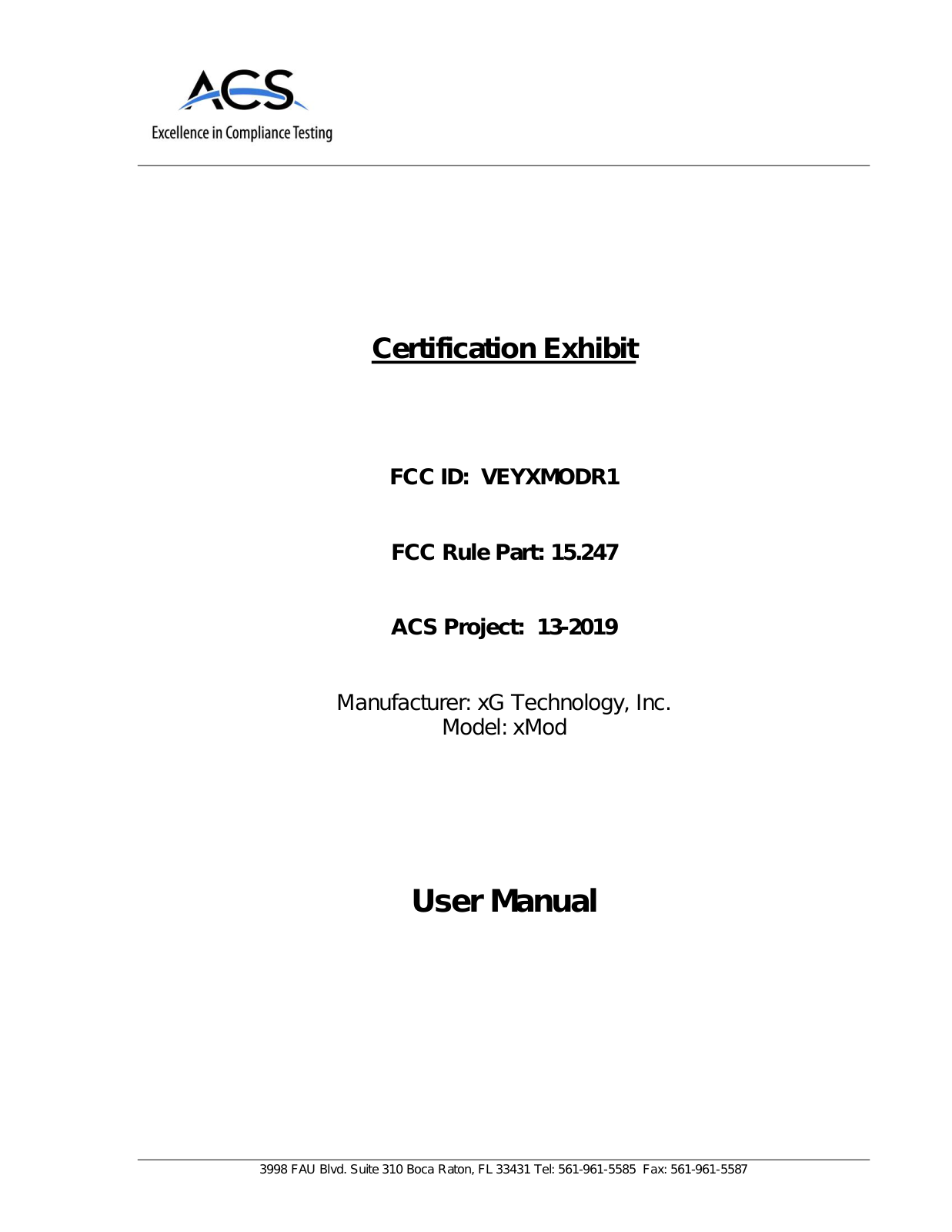 Vislink Technologies XMODR1 User Manual