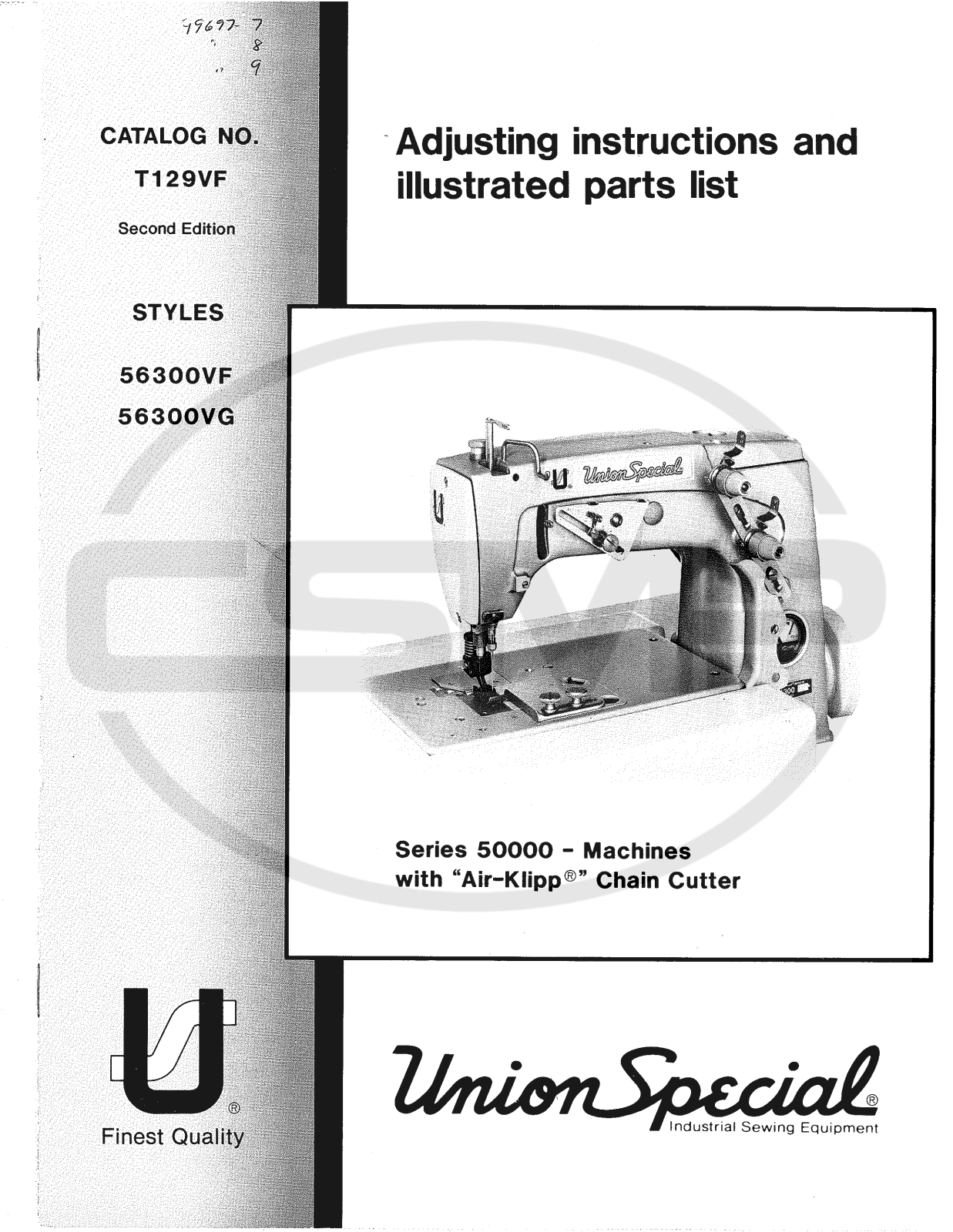 Union Special T129VF Parts Book