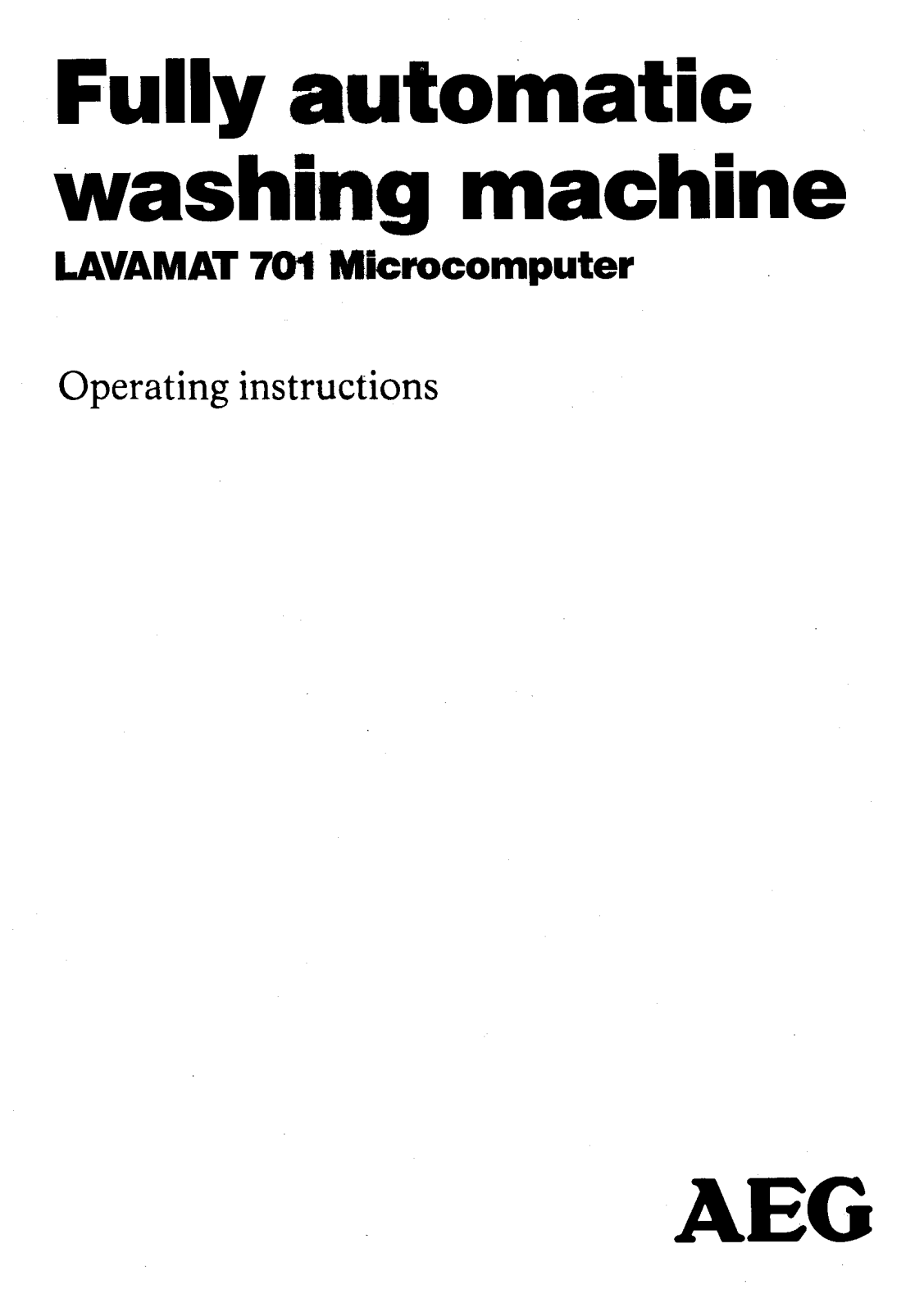 AEG Lavamat 701 Operating Instructions