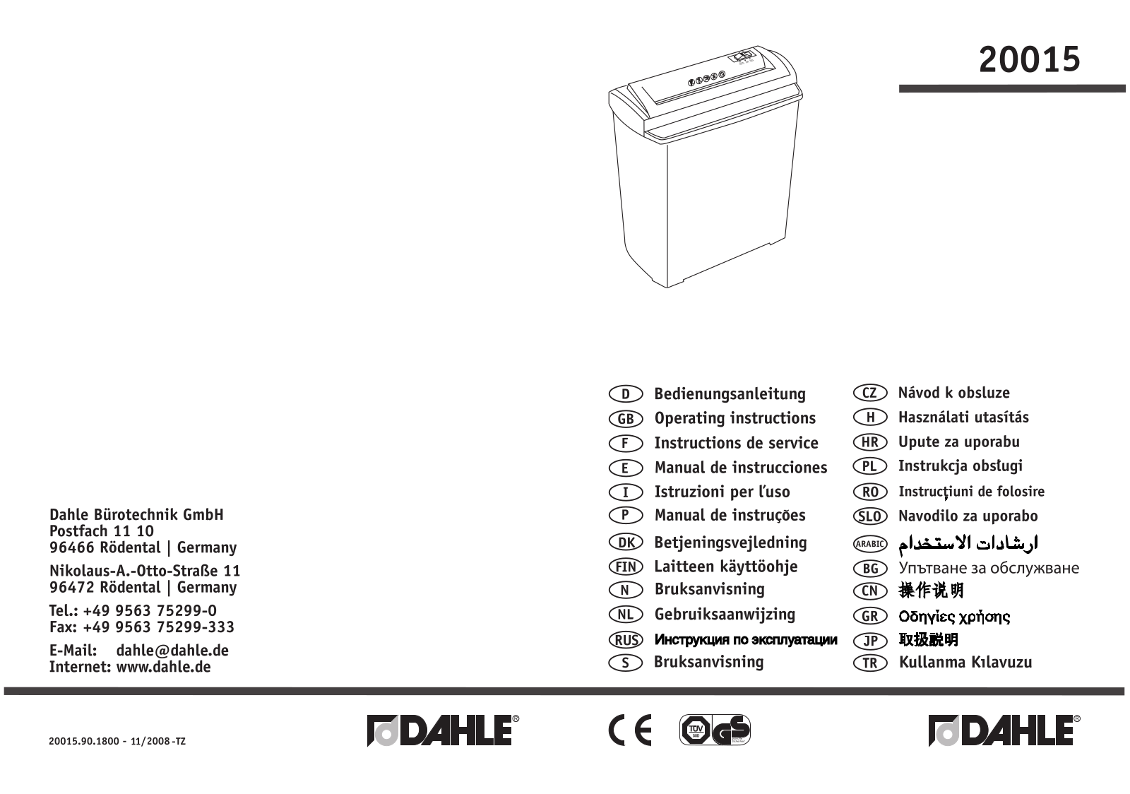 Dahle 20015 User manual