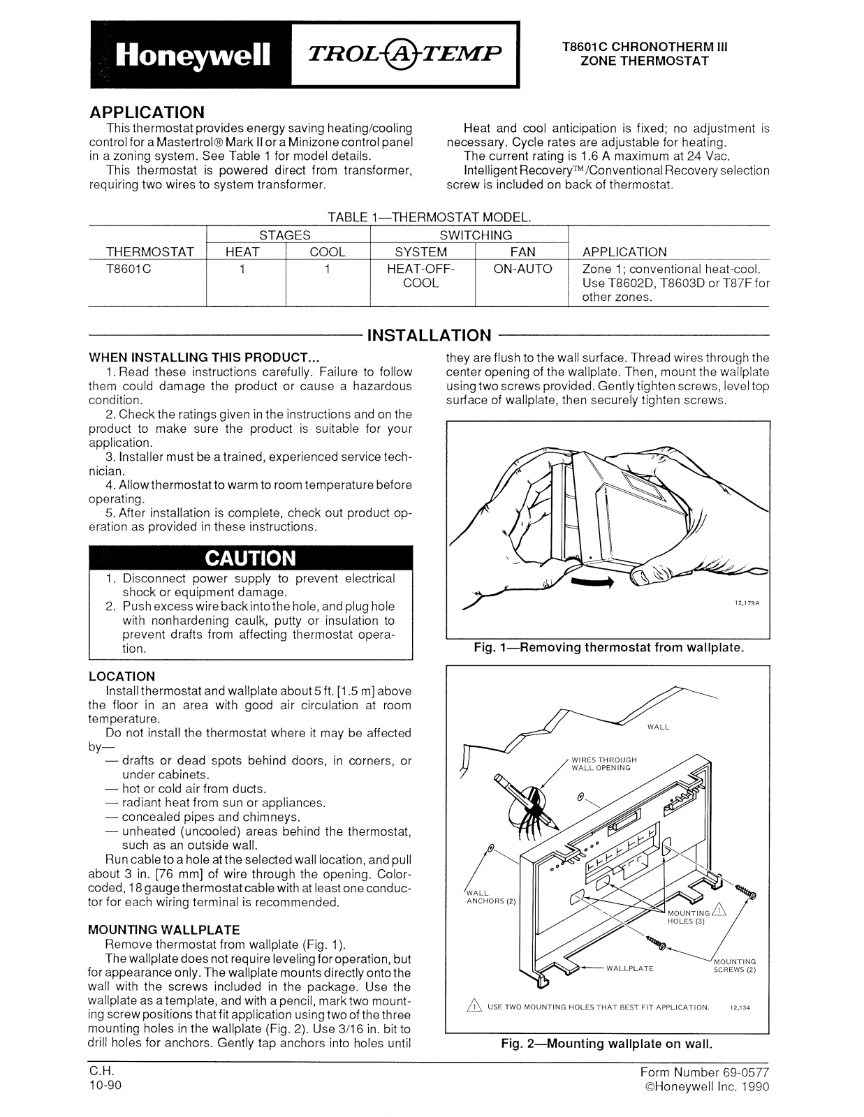 Honeywell T8601C User Manual