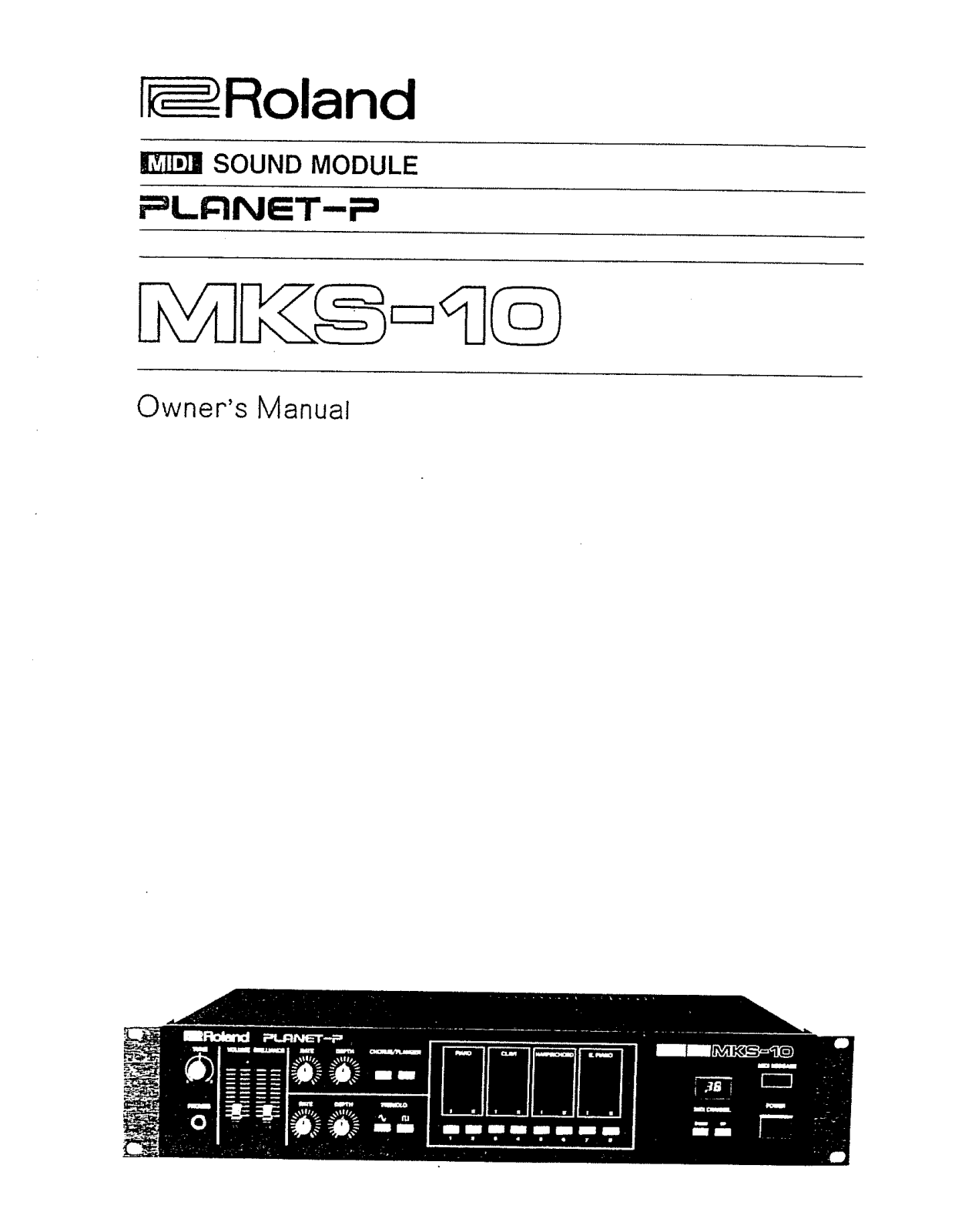 Roland Corporation MKS-10 Owner's Manual