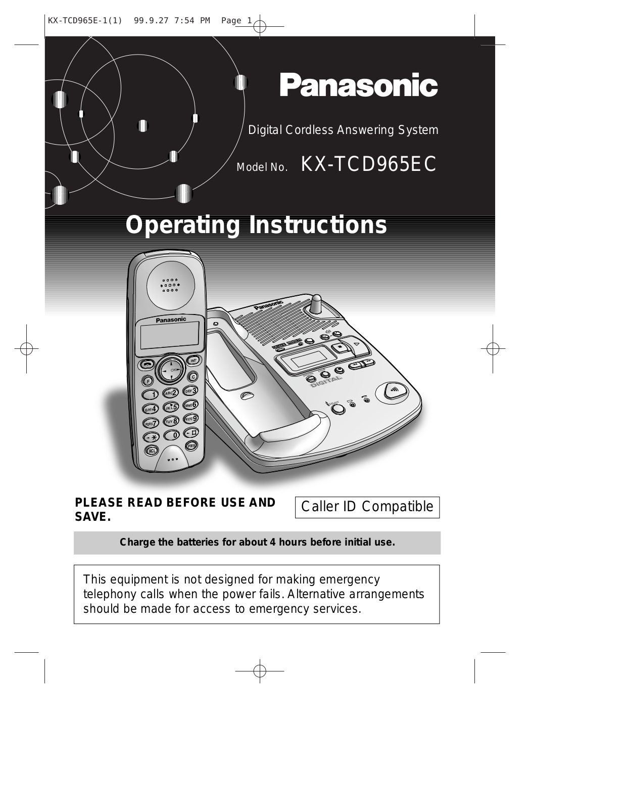 Panasonic KX-TCD965 User Manual