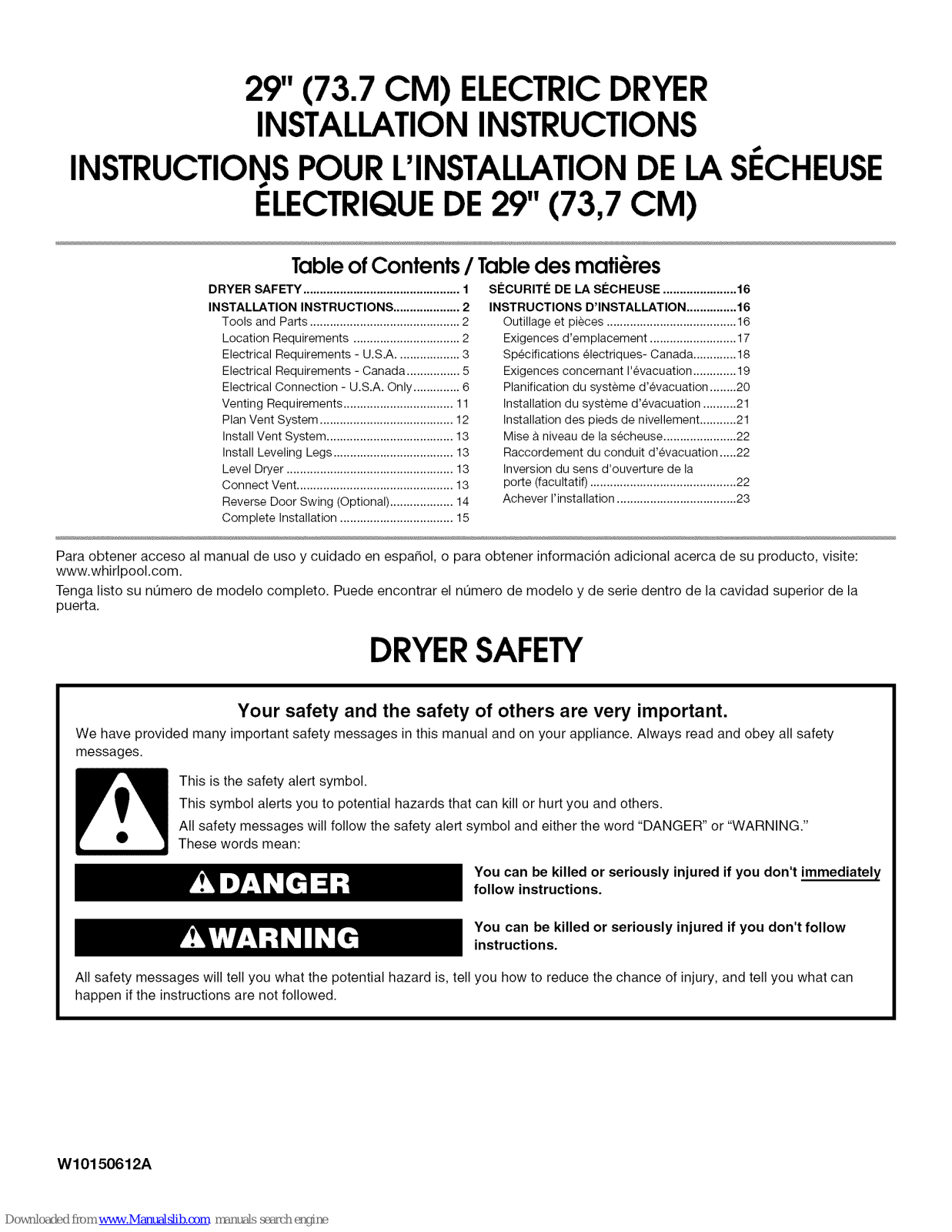 Maytag MEDC500VW, ELECTRIC DRYER Instructions Manual - ManualMachine.com
