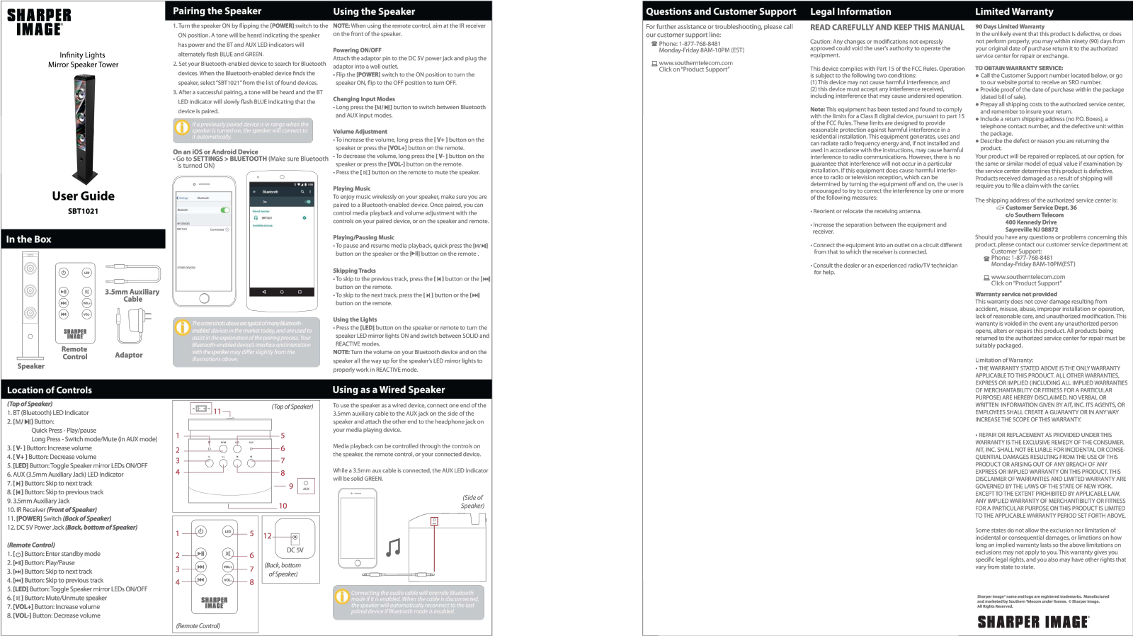 Sharper image SBT1021 User Manual