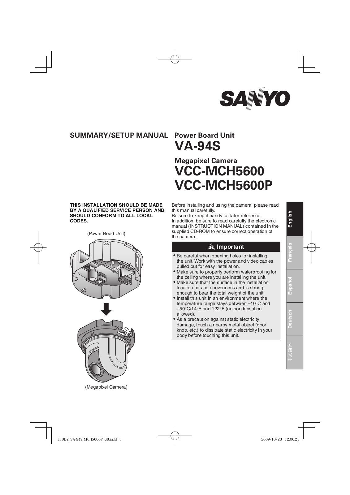 Sanyo VCC-MCH5600 User Manual