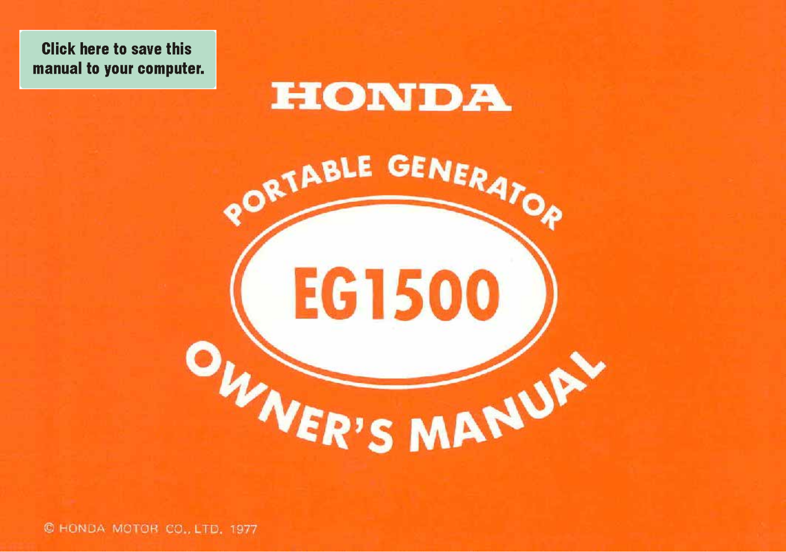 Honda Power Equipment EG1500 User Manual