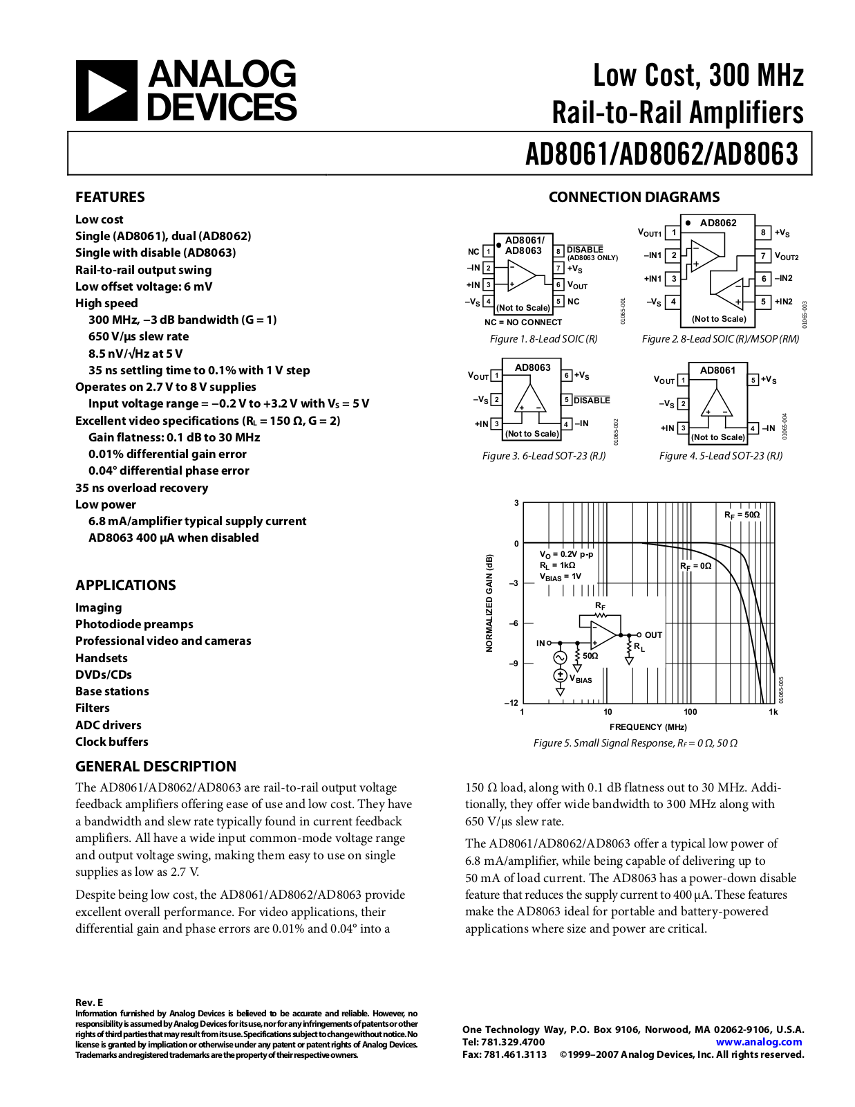 ANALOG DEVICES AD8061, AD8062 Service Manual