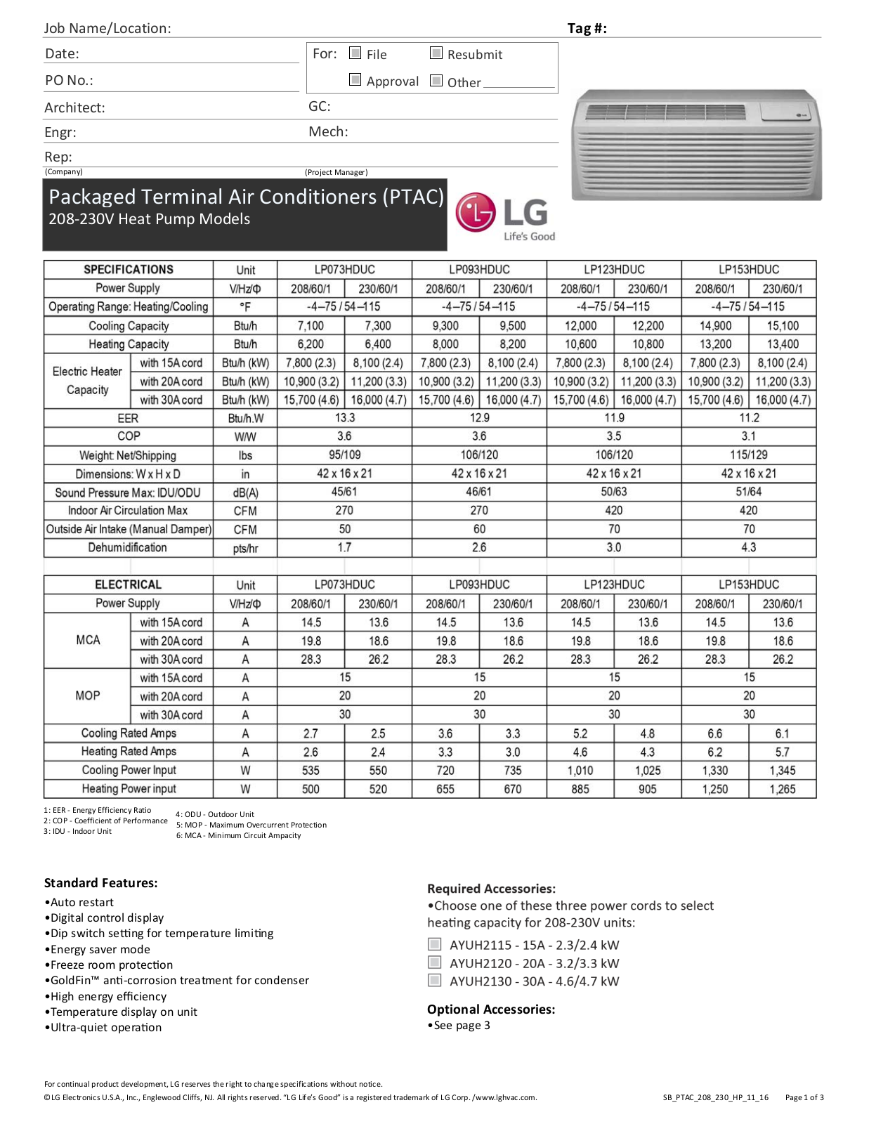 LG LP123HDUC, LP093HDUC1, LP123HDUC1, LP073HDUC Specifications