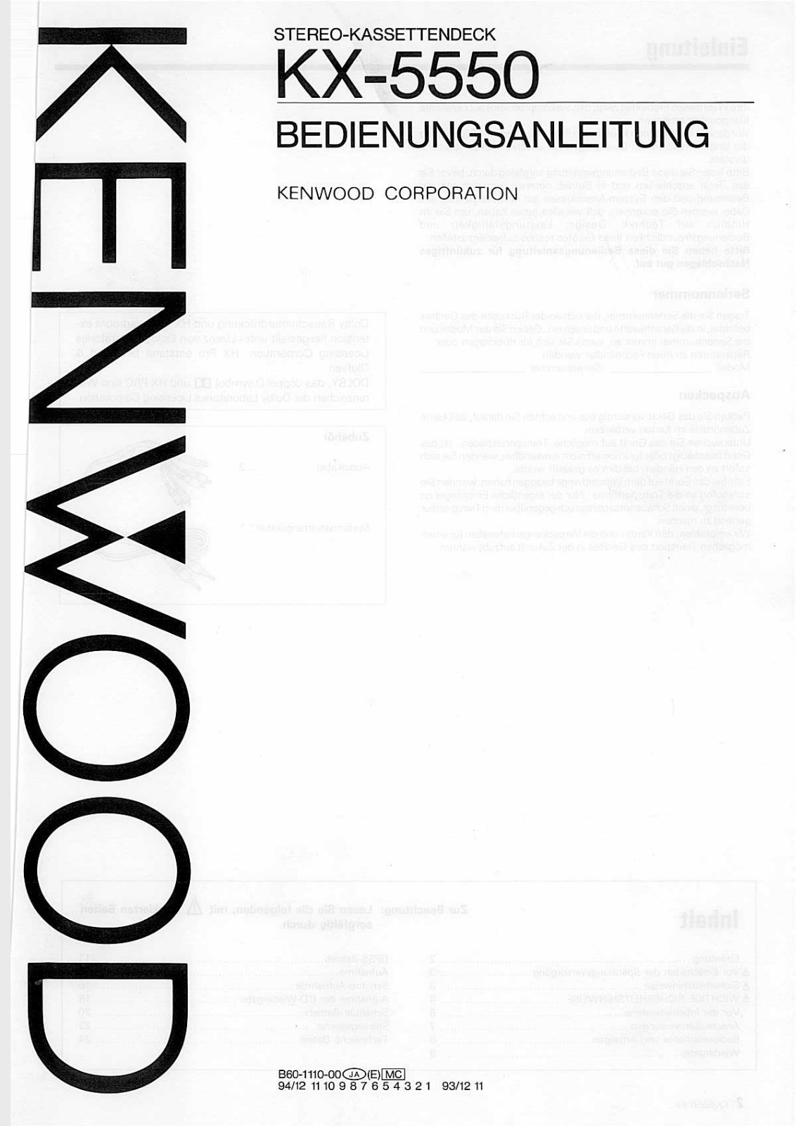 Kenwood KX-5550 Owner's Manual